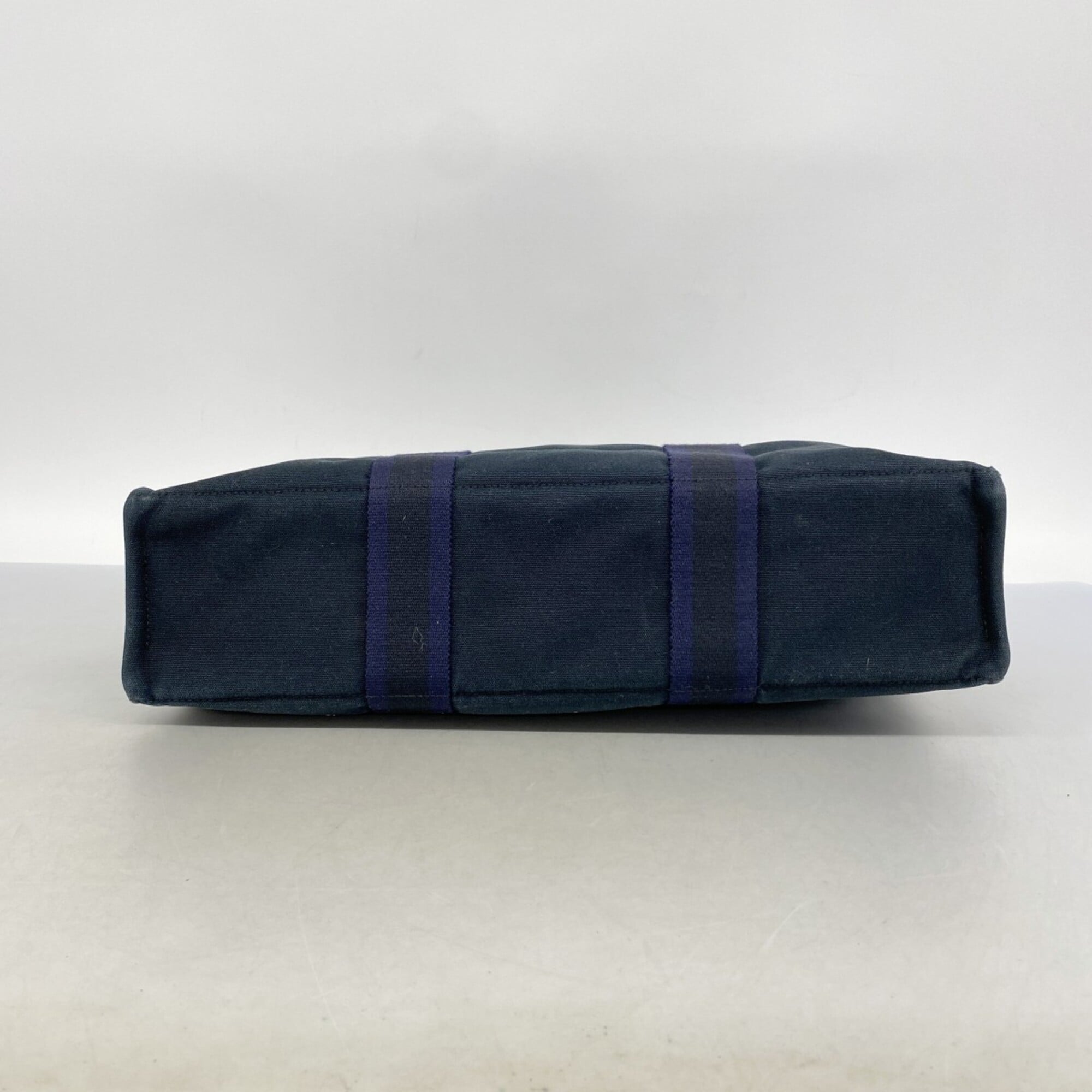 Hermes Black Navy Canvas Tote Bag (Pre-Owned)