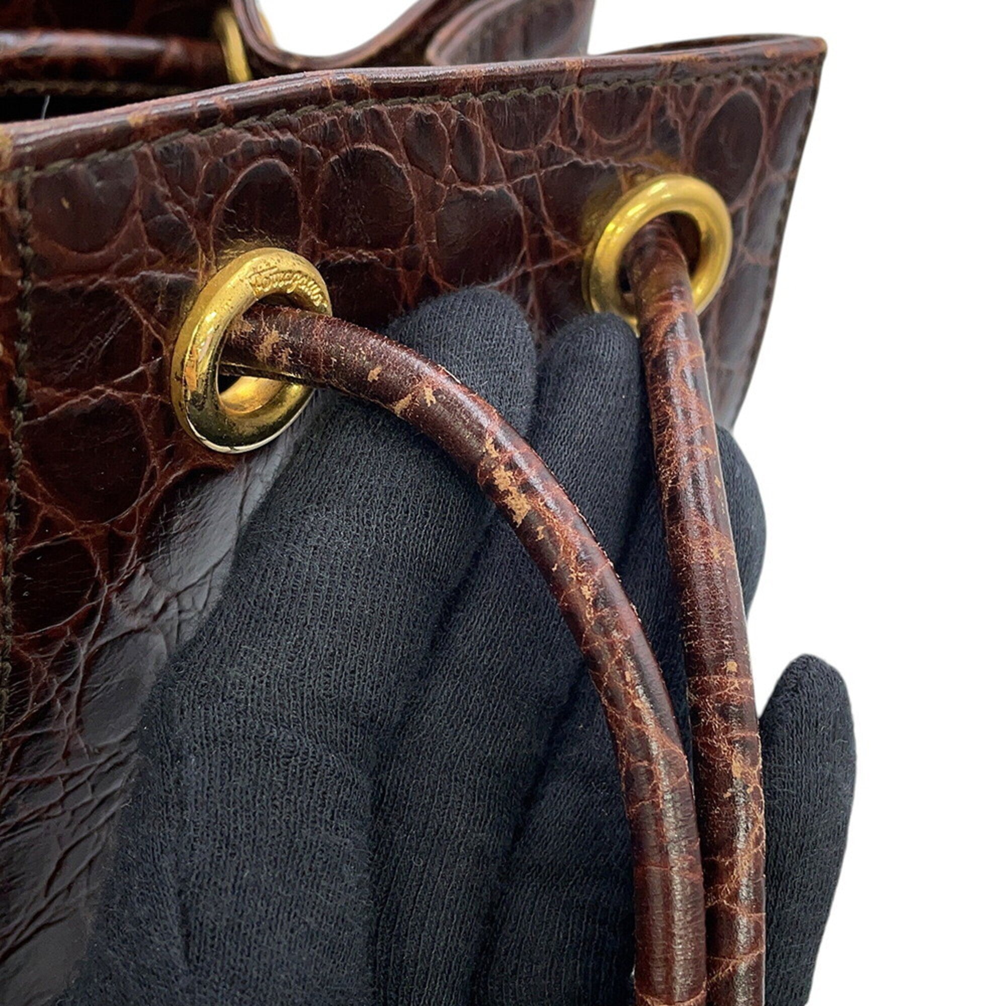 Salvatore Ferragamo Vara Brown Leather Handbag (Pre-Owned)