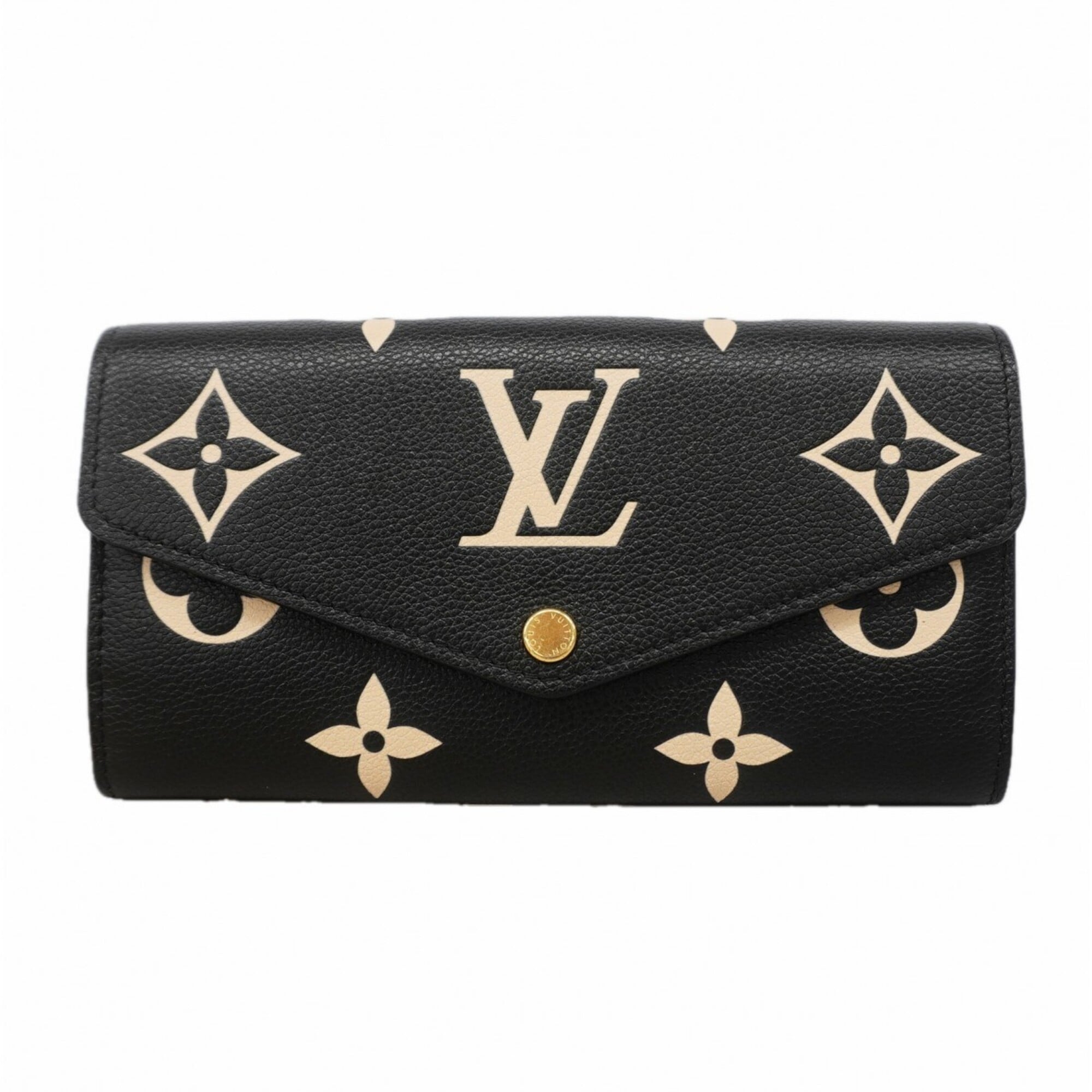 Louis Vuitton Beige Black Long Wallet (Bi-Fold) (Pre-Owned)