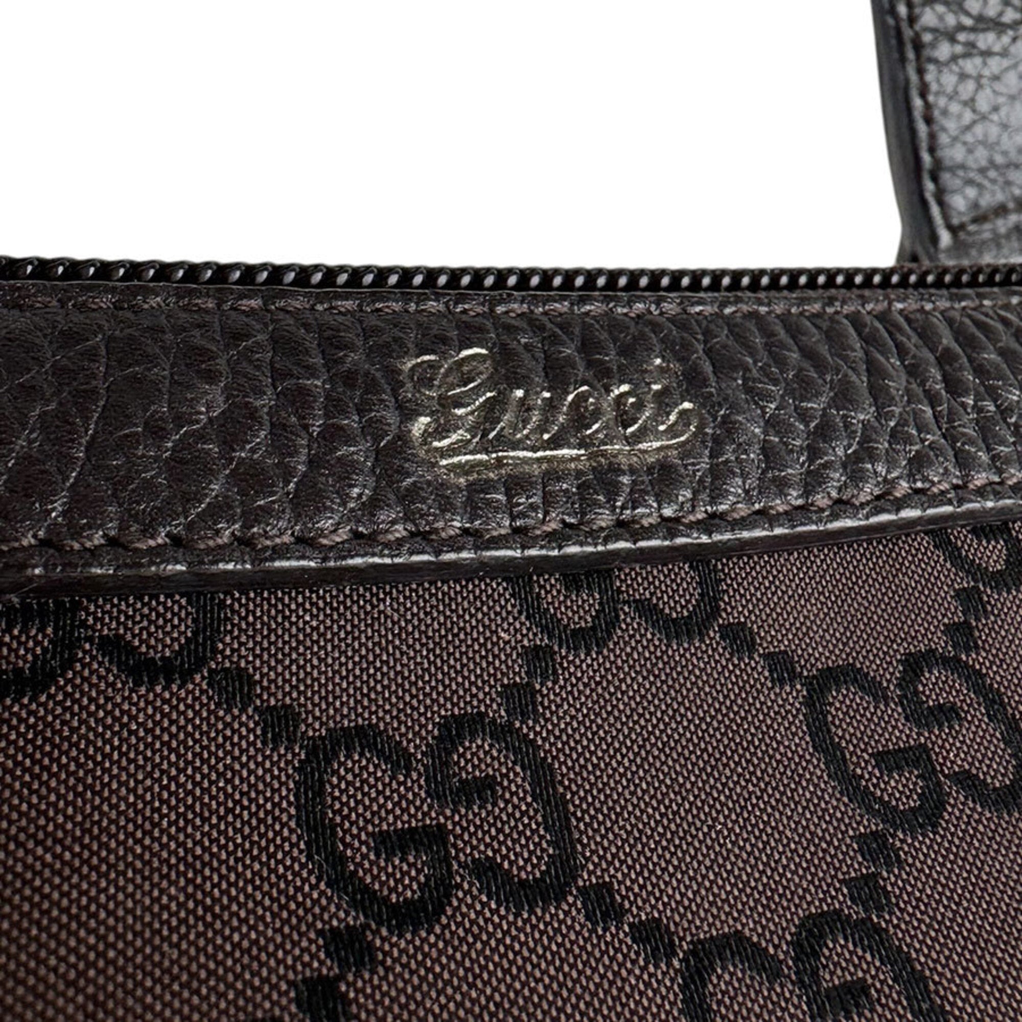 Gucci Brown Nylon Canvas Leather Handbag (Pre-Owned)
