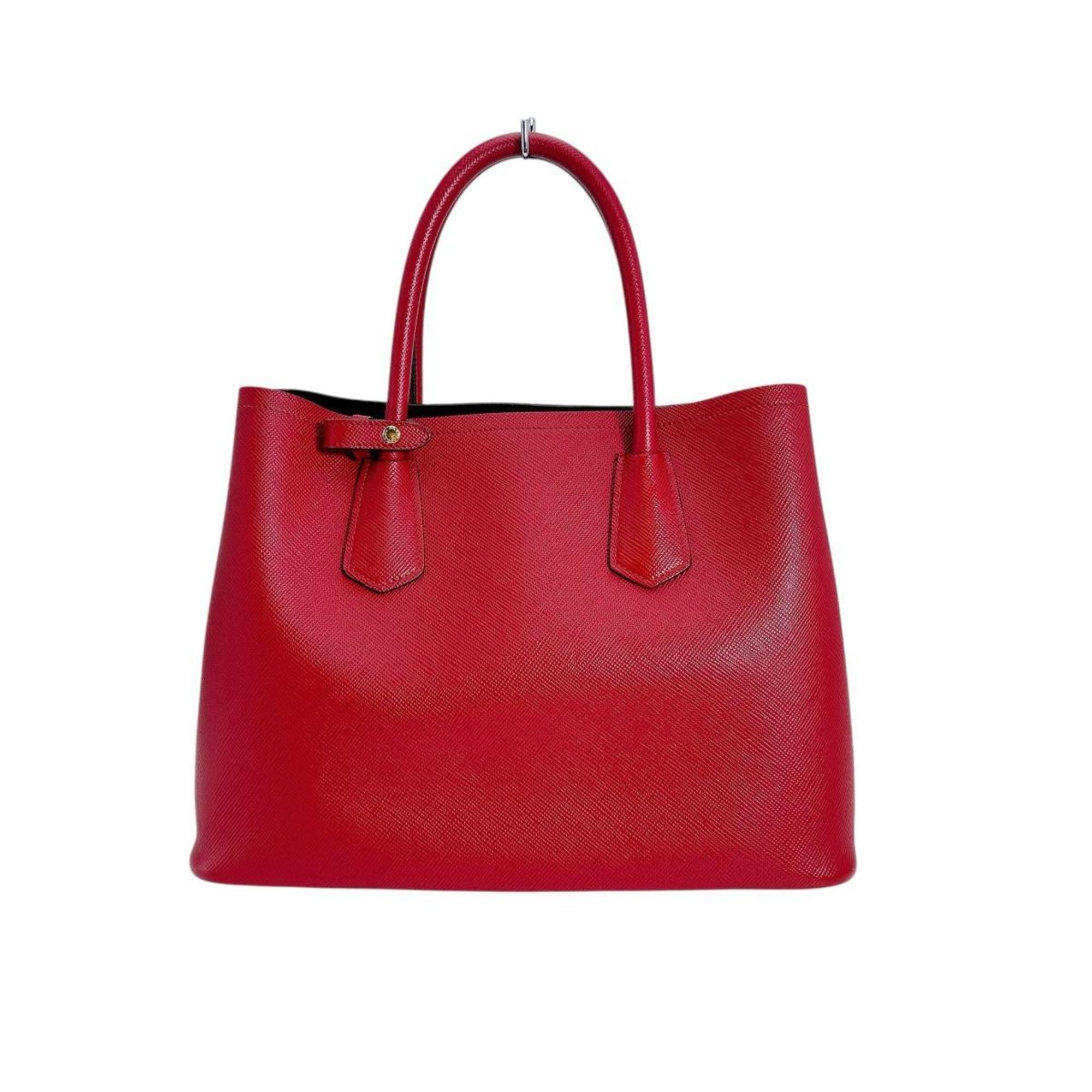 Prada Red Color Leather Handbag Shoulder Bag (Pre-Owned)