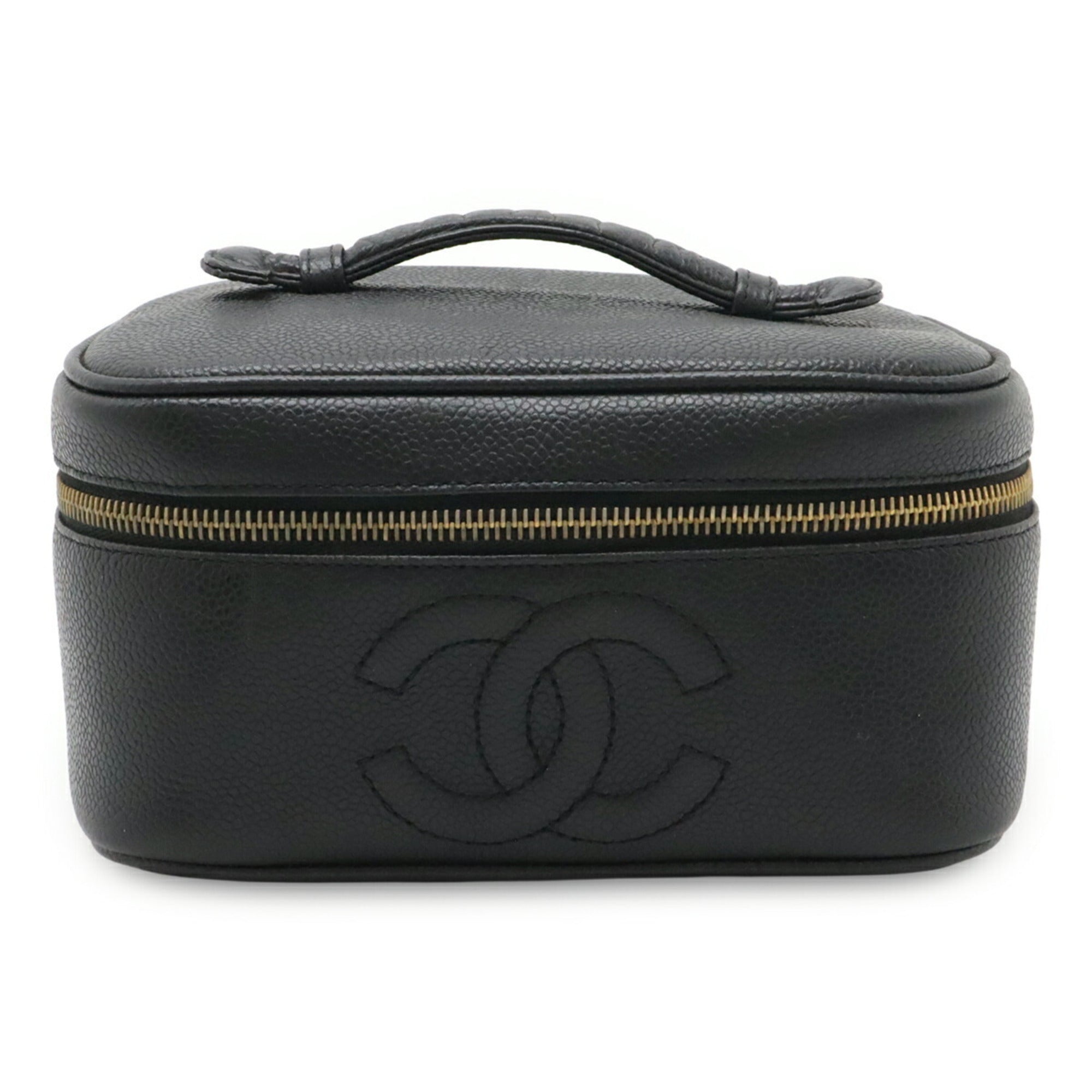 Chanel Black Grained Calfskin Handbag Pouch Vanity Bag (Pre-Owned)