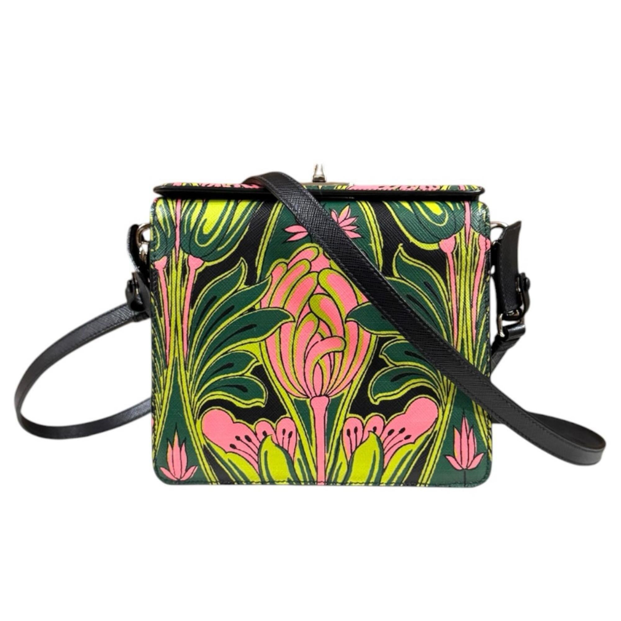 Prada Green Multi-Color Leather Shoulder Bag (Pre-Owned)