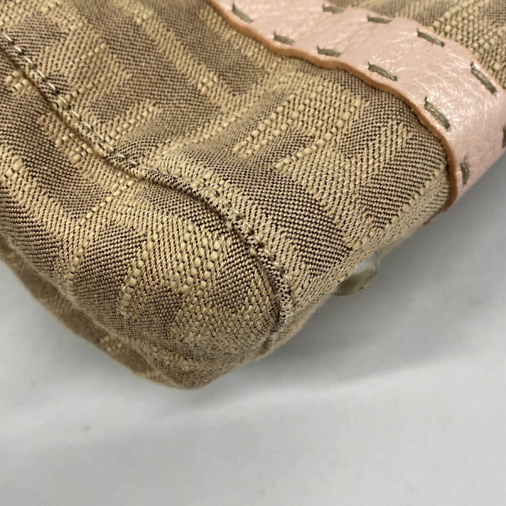 Fendi Brown Pink Canvas Handbag (Pre-Owned)