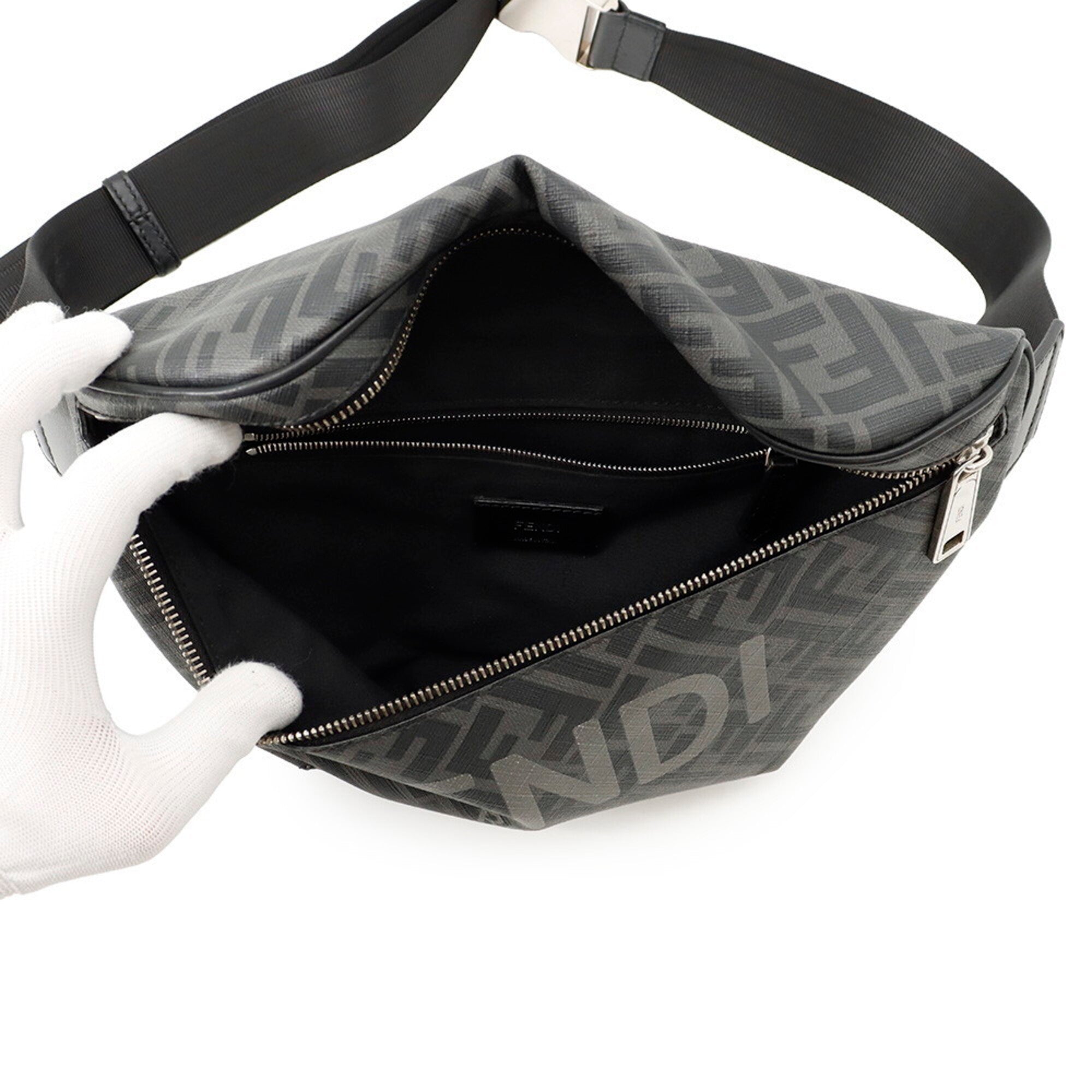 Fendi Zucca Gray Pvc Handbag Sling Bag (Pre-Owned)