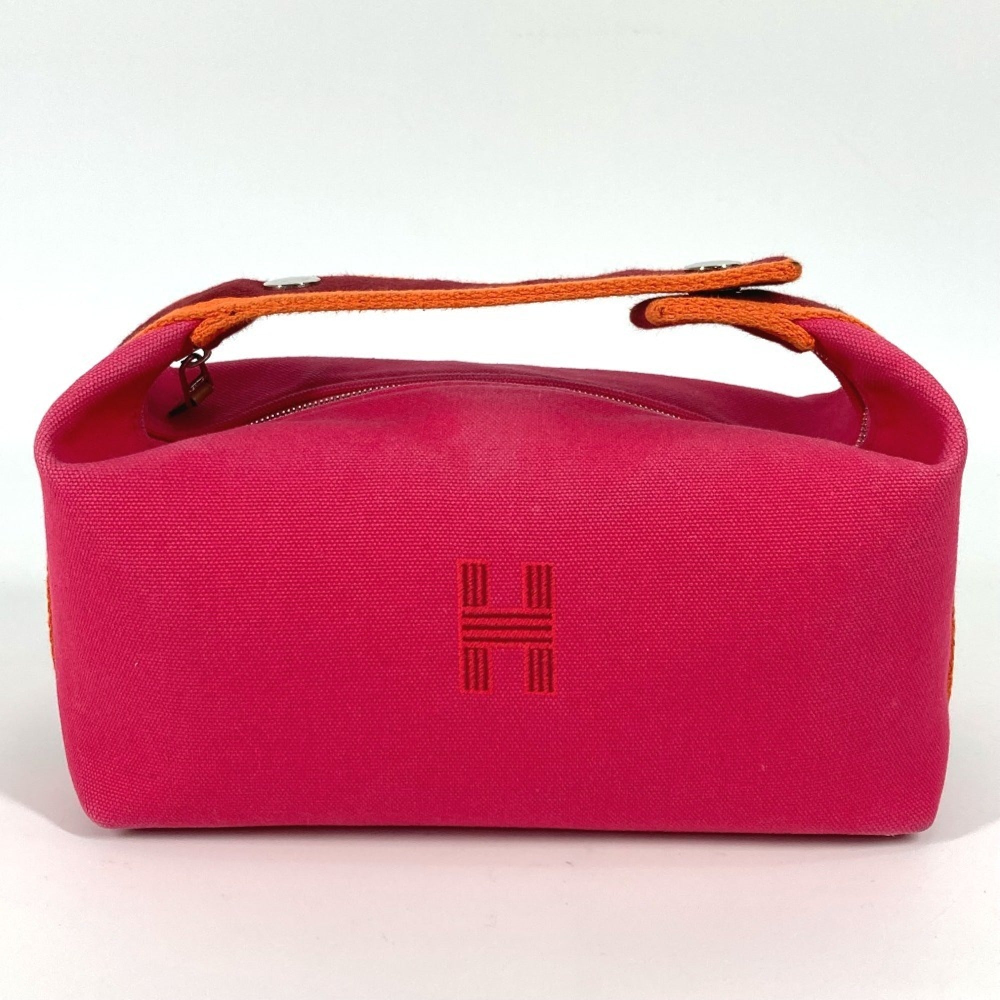 Hermes Pink Canvas Handbag Vanity Bag (Pre-Owned)