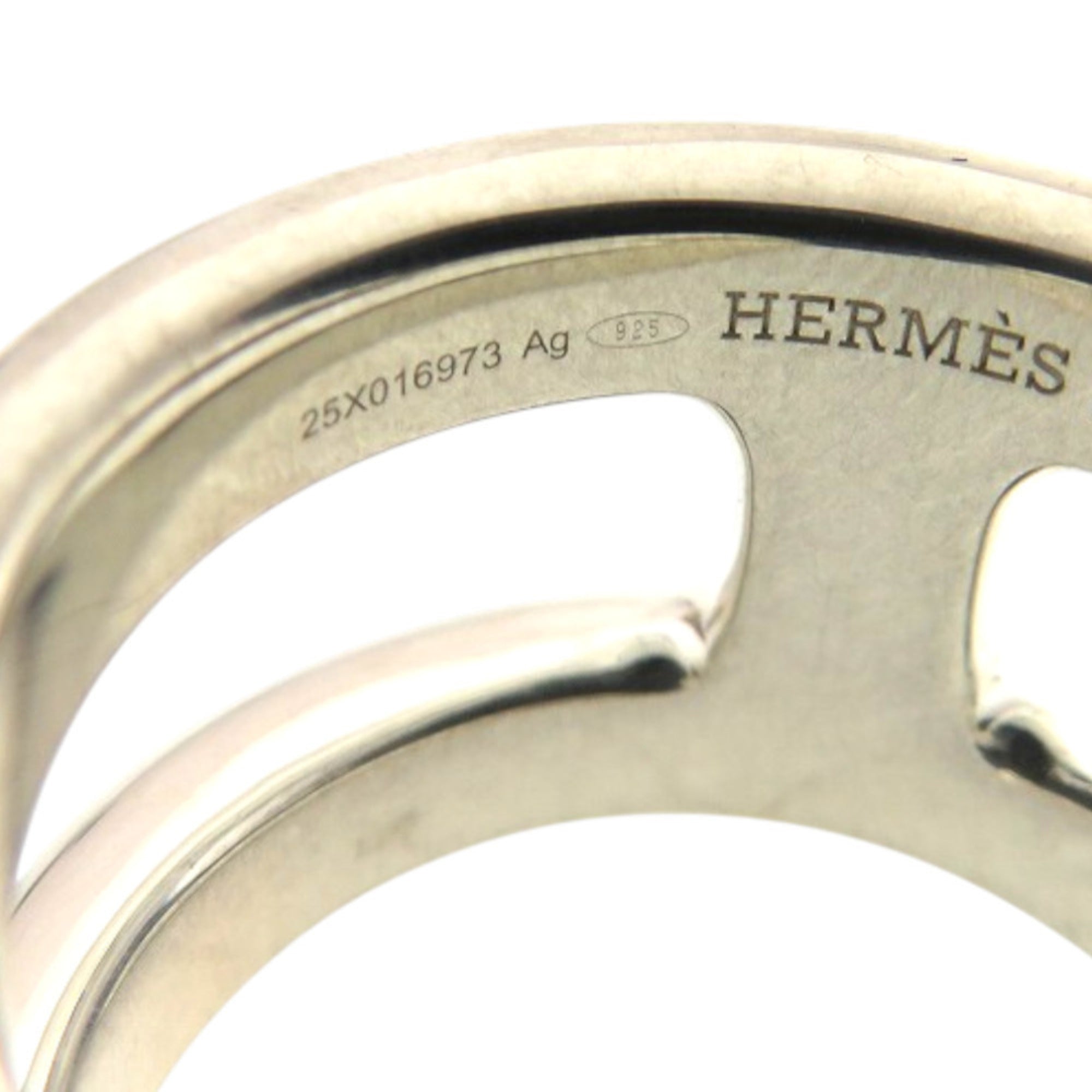 Hermes Silver Silver 925 Band Ring (Pre-Owned)