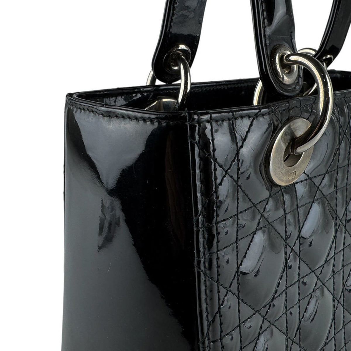 Christian Dior Black Patent Leather Handbag Shoulder Bag (Pre-Owned)