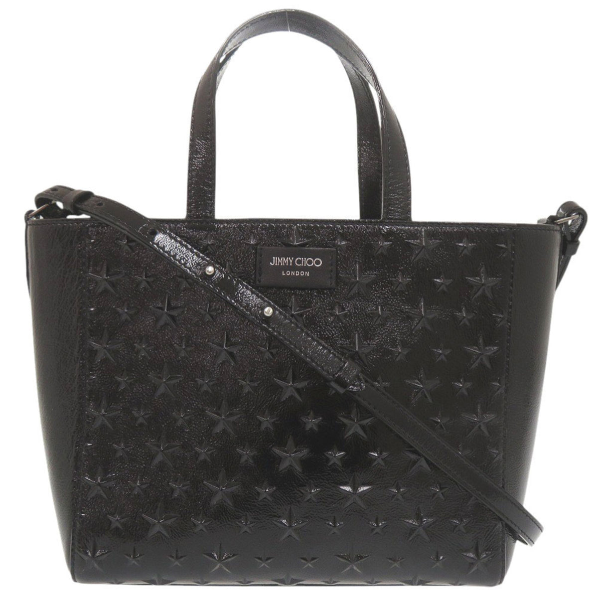 Jimmy Choo Black Patent Leather Handbag Shoulder Bag (Pre-Owned)