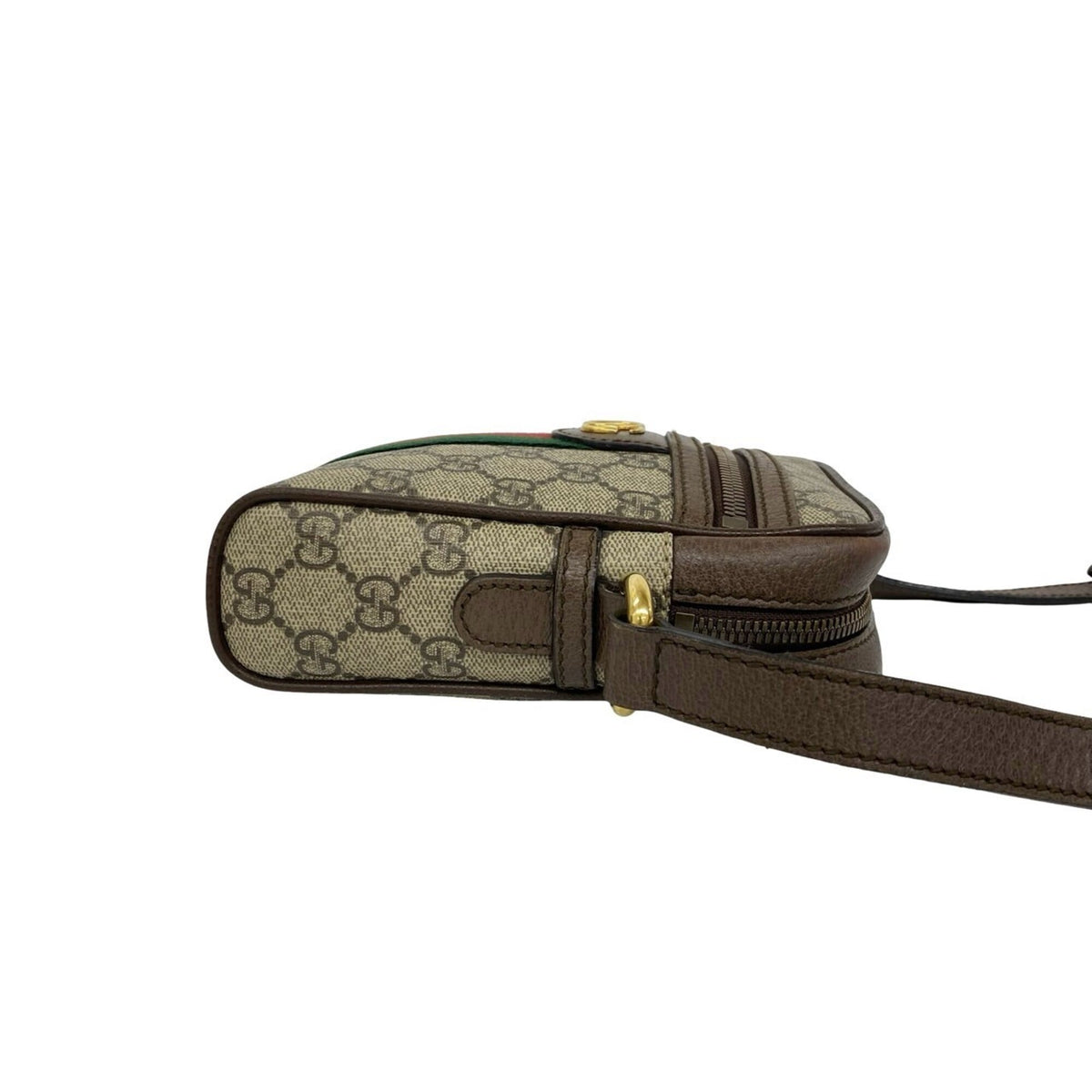 Gucci Brown Green Red Color Leather Pvc Pochette Shoulder Bag (Pre-Owned)