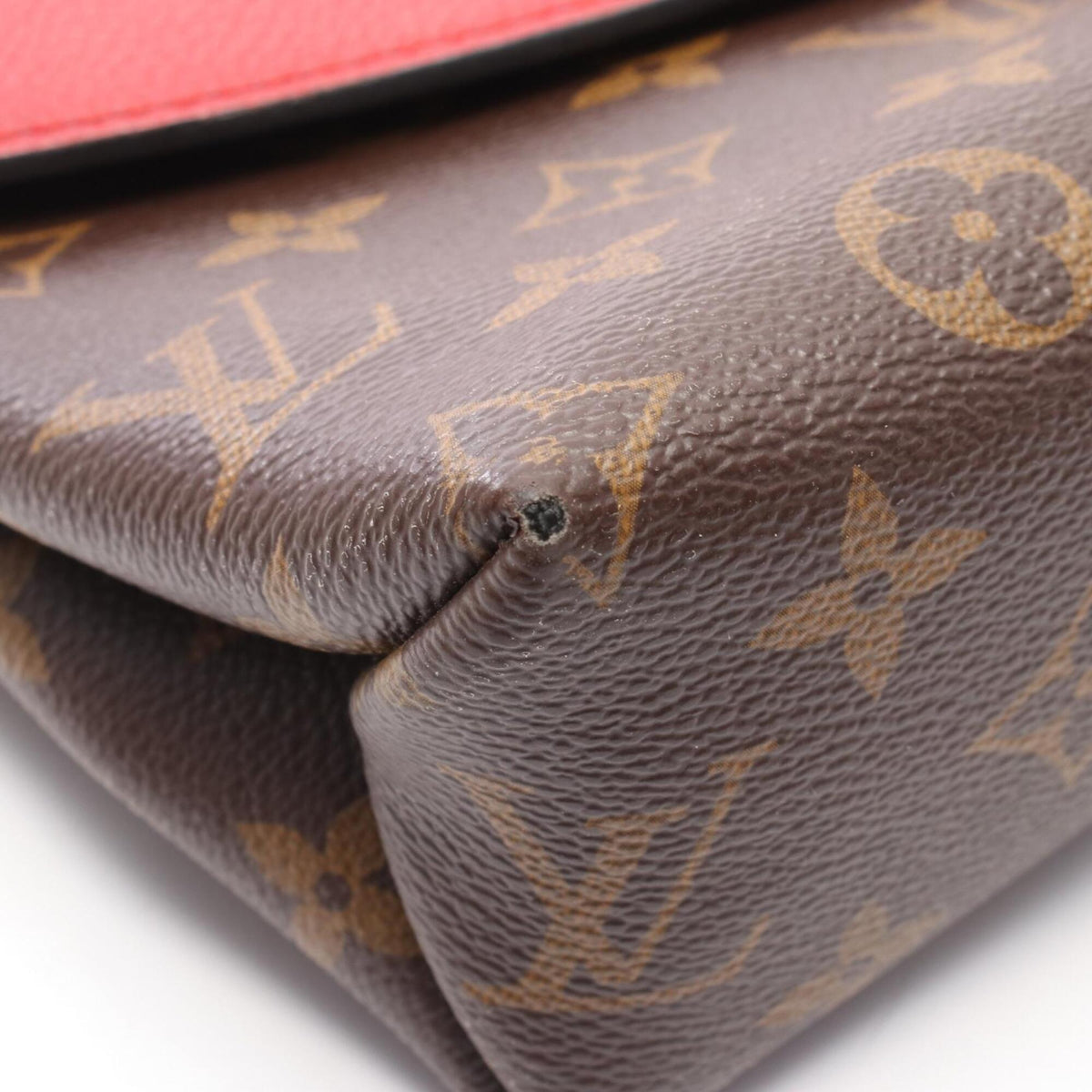 Louis Vuitton Brown Cerise Red Color Coated Canvas Leather Handbag Shoulder Bag (Pre-Owned)