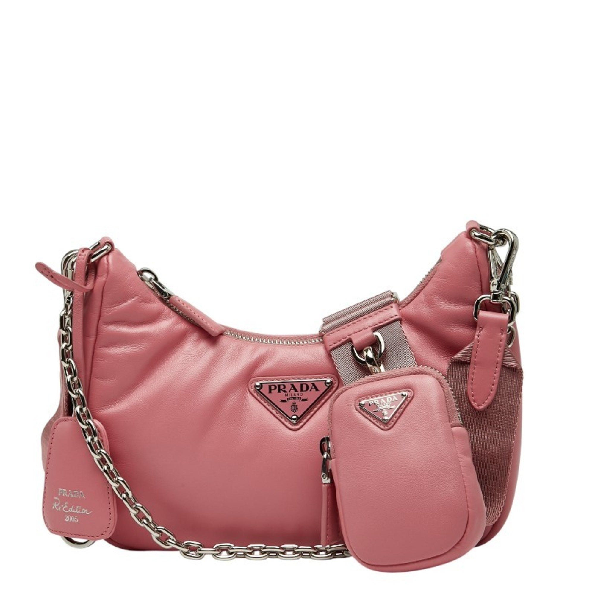 Prada Pink Leather Handbag Pouch Shoulder Bag (Pre-Owned)