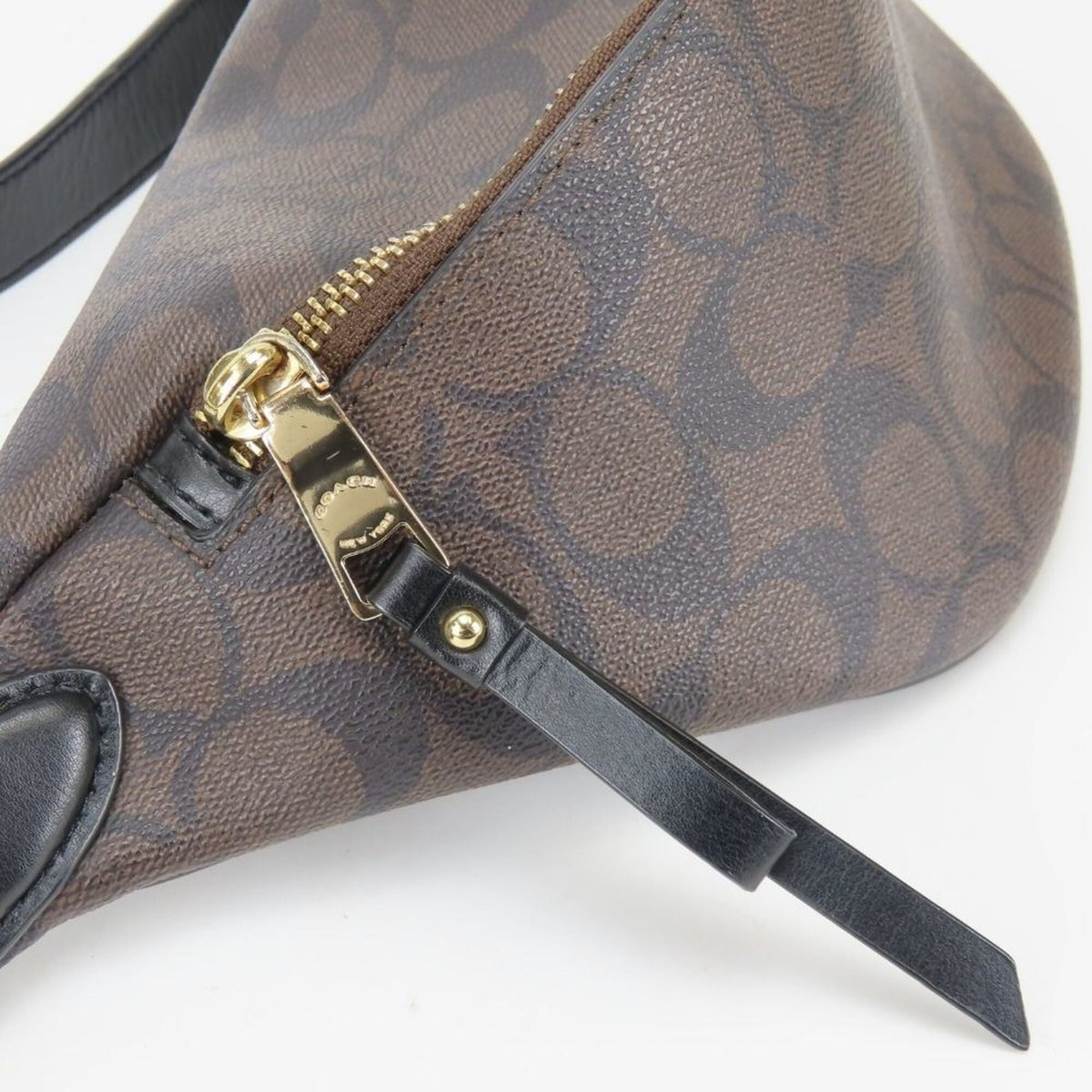 Coach Signature Black Brown Signature Line Sling Bag (Pre-Owned)