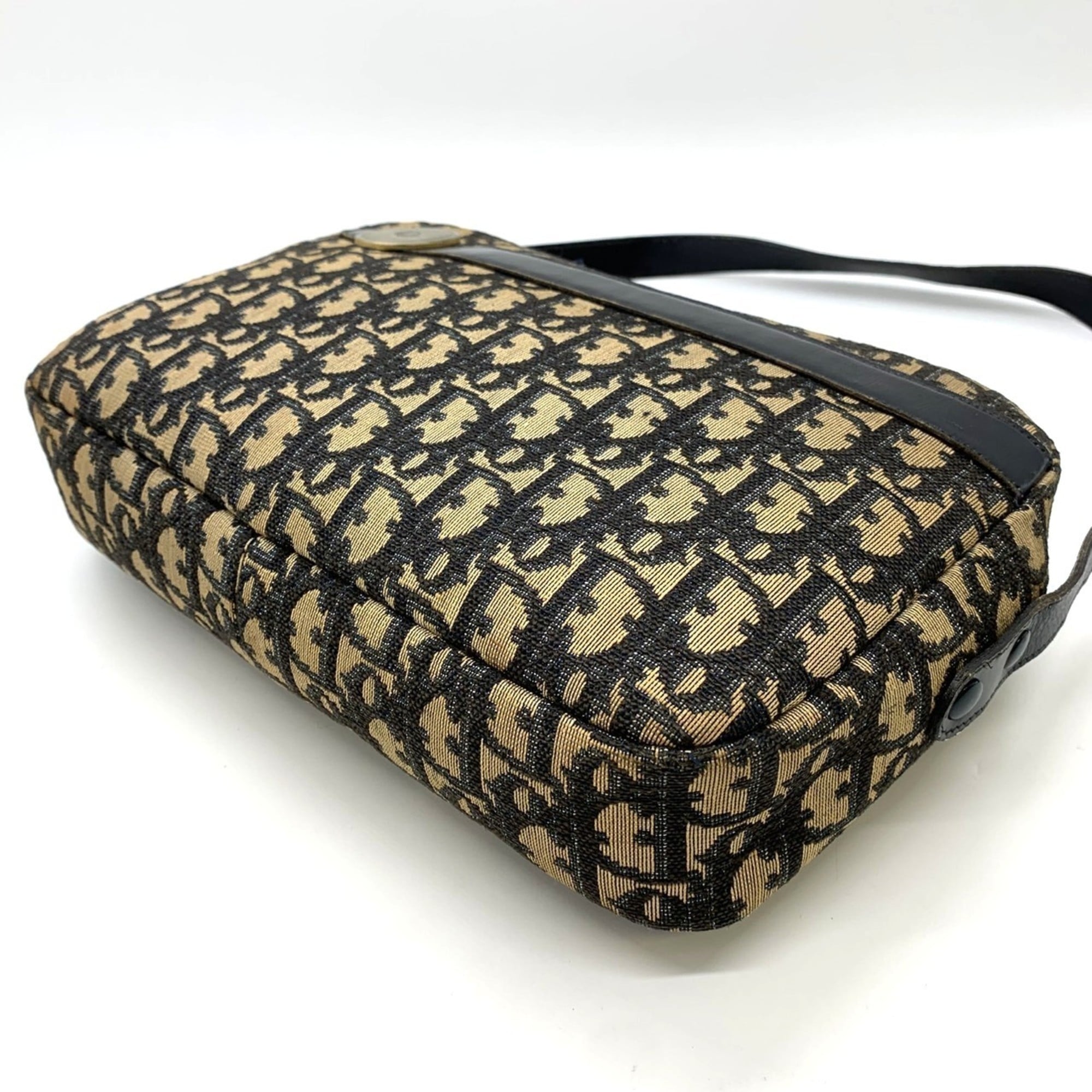 Christian Dior Trotter Brown Canvas Leather Shoulder Bag (Pre-Owned)