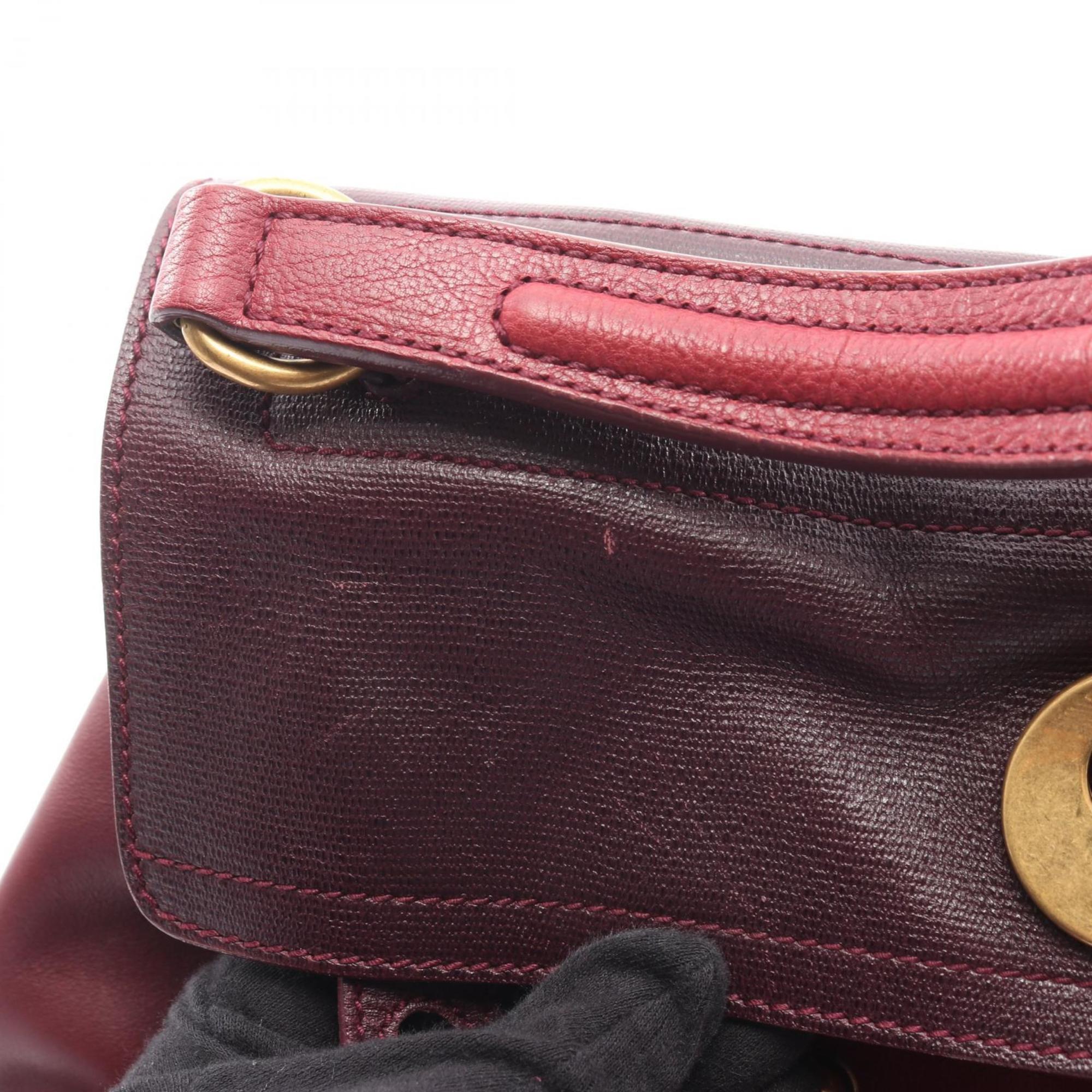 Yves Saint Laurent Bordeaux Red Color Leather Handbag (Pre-Owned)