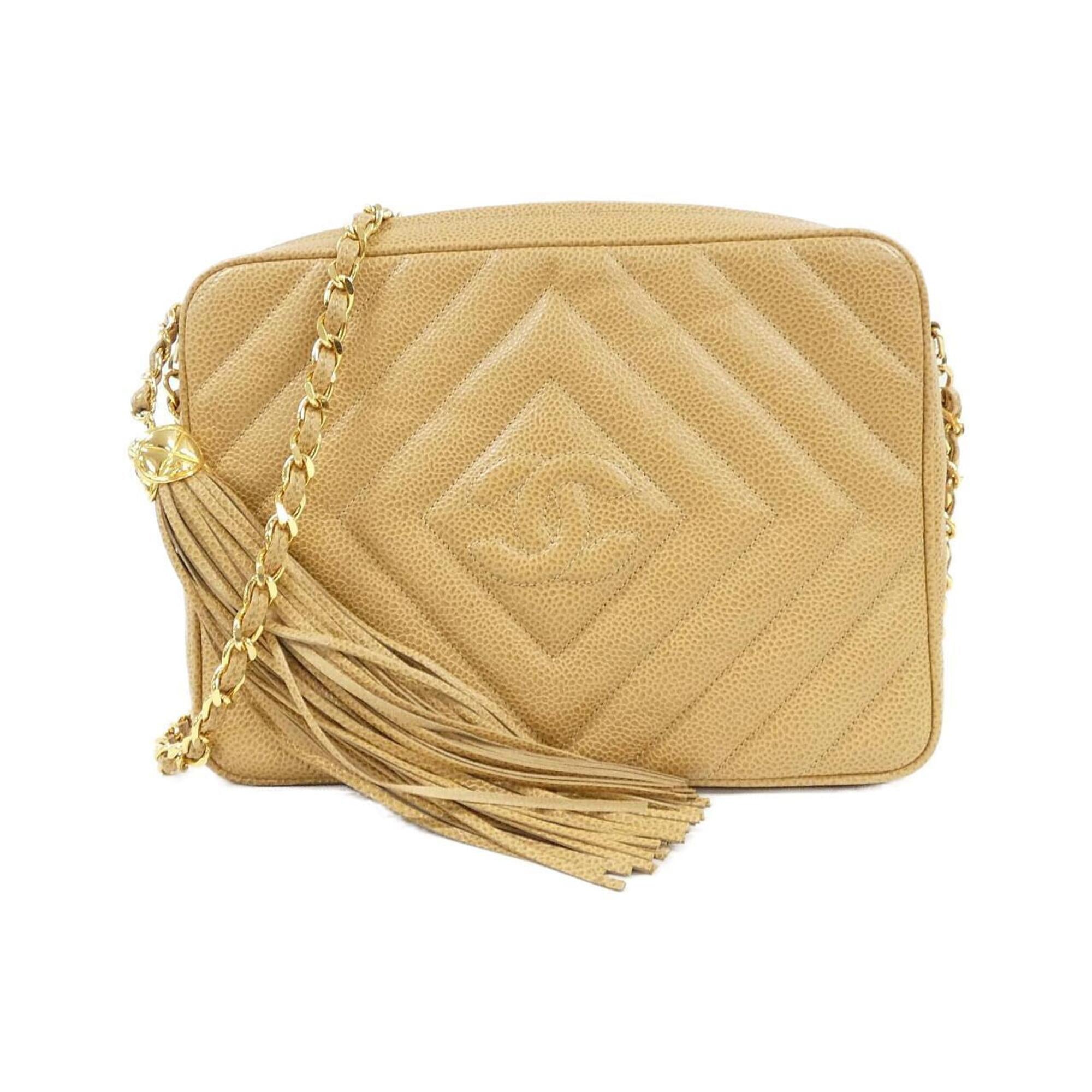 Chanel Beige Grained Calfskin Shoulder Bag (Pre-Owned)
