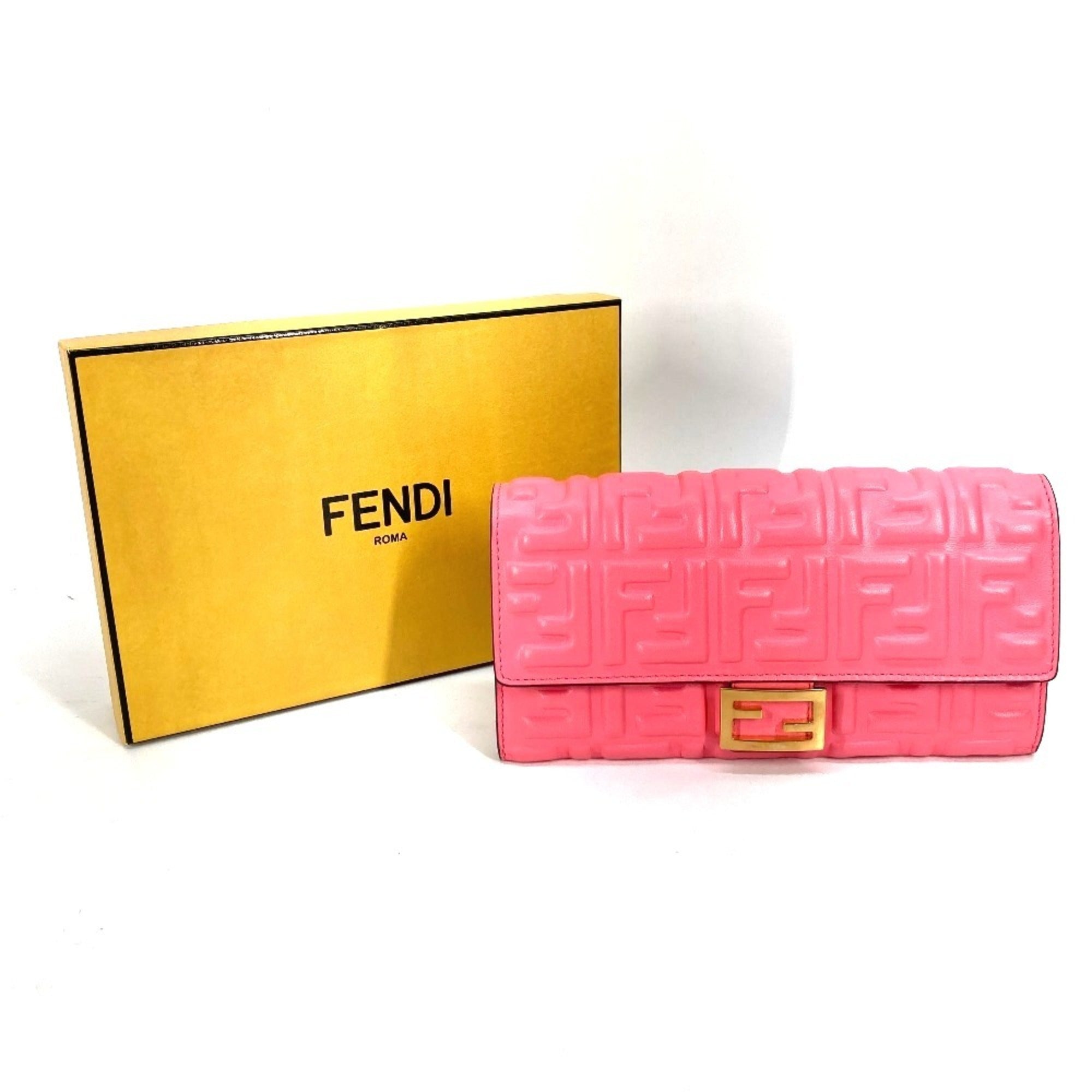 Fendi Pink Leather Long Wallet (Bi-Fold) (Pre-Owned)