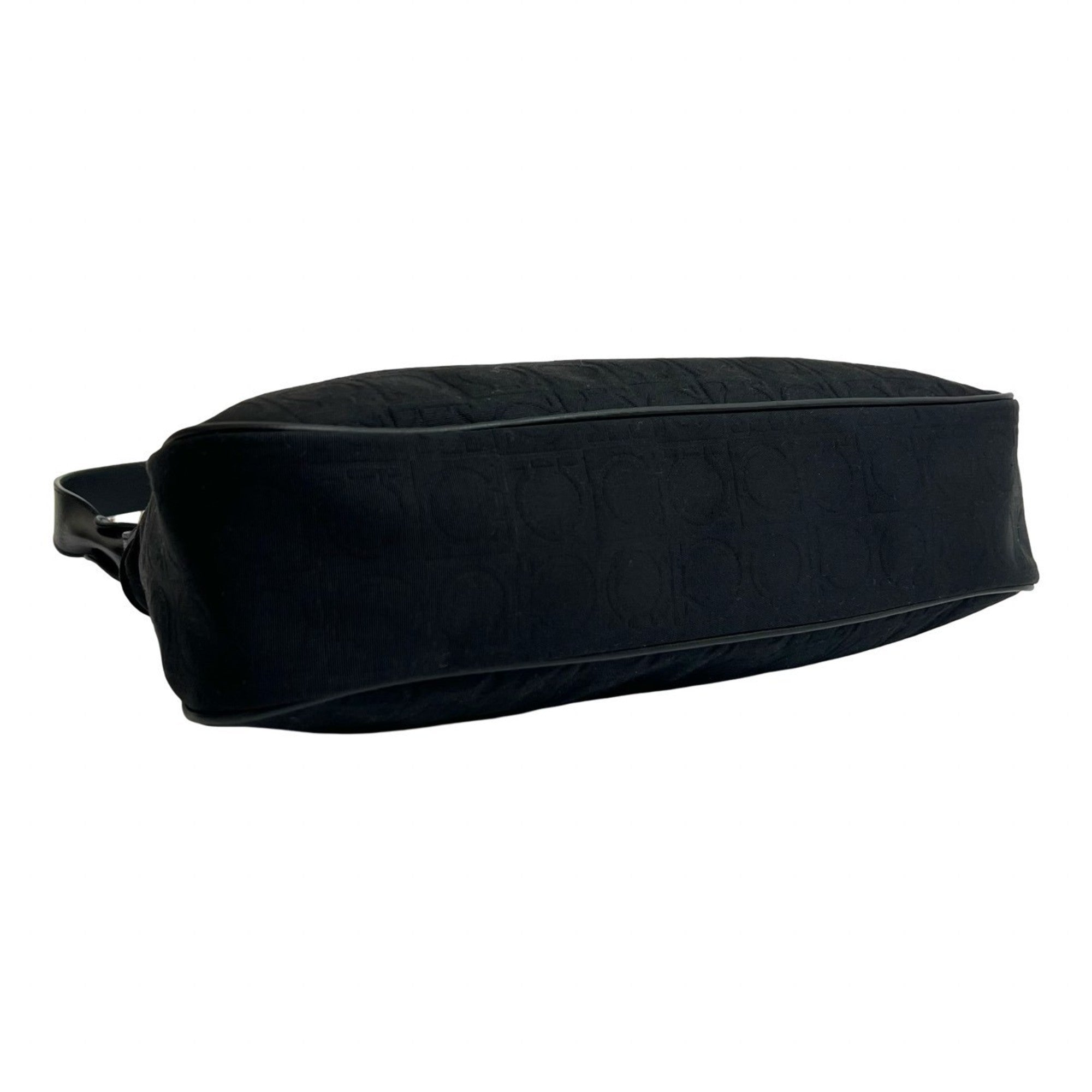 Salvatore Ferragamo Black Canvas Leather Shoulder Bag (Pre-Owned)
