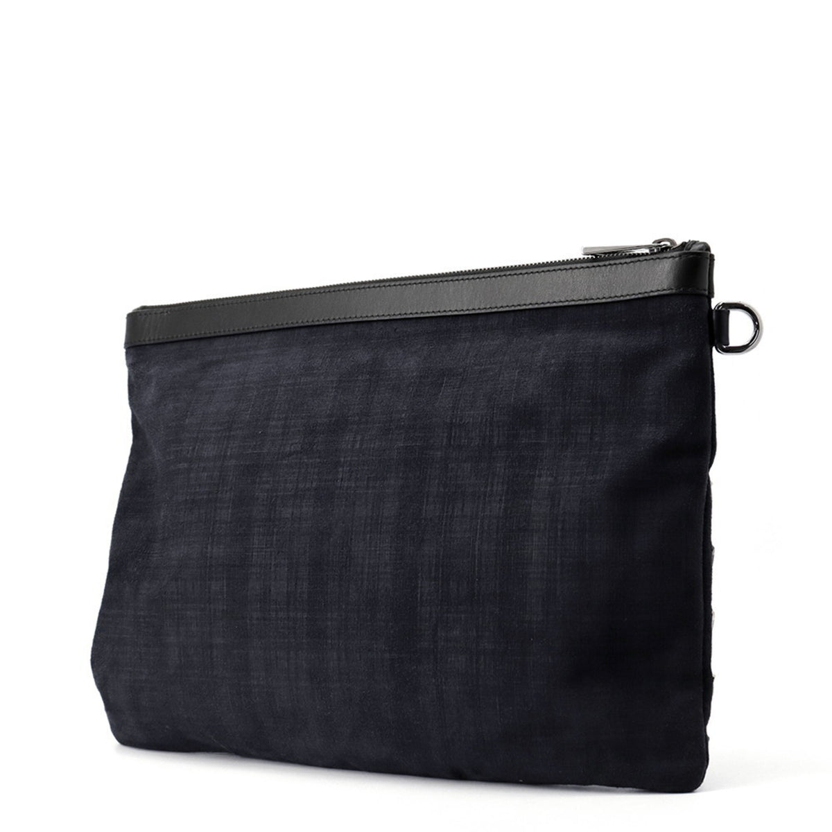 Jimmy Choo Navy Black Denim Leather Clutch Bag Handbag (Pre-Owned)