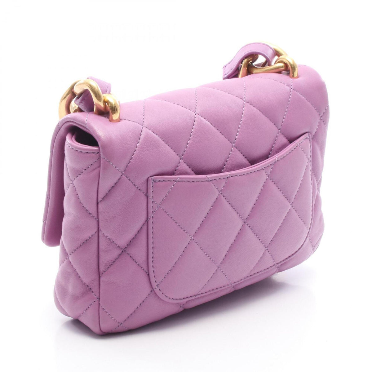 Chanel Purple Leather Handbag Shoulder Bag (Pre-Owned)