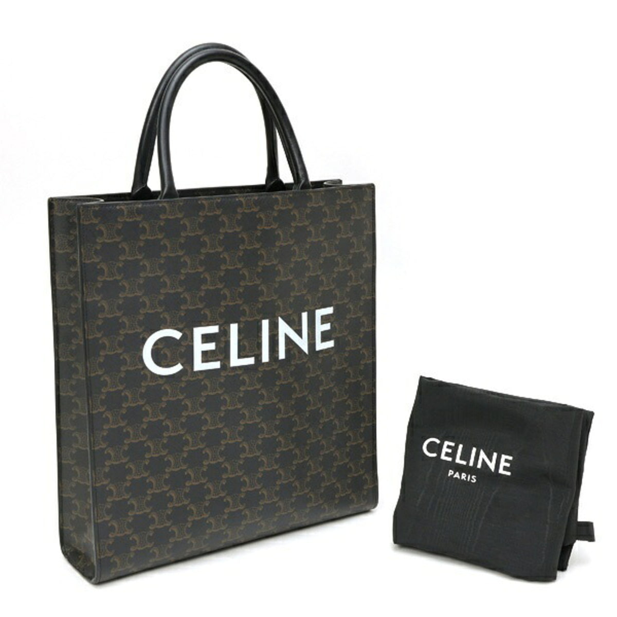 Celine Cabas Black Coated Canvas Leather Tote Bag (Pre-Owned)