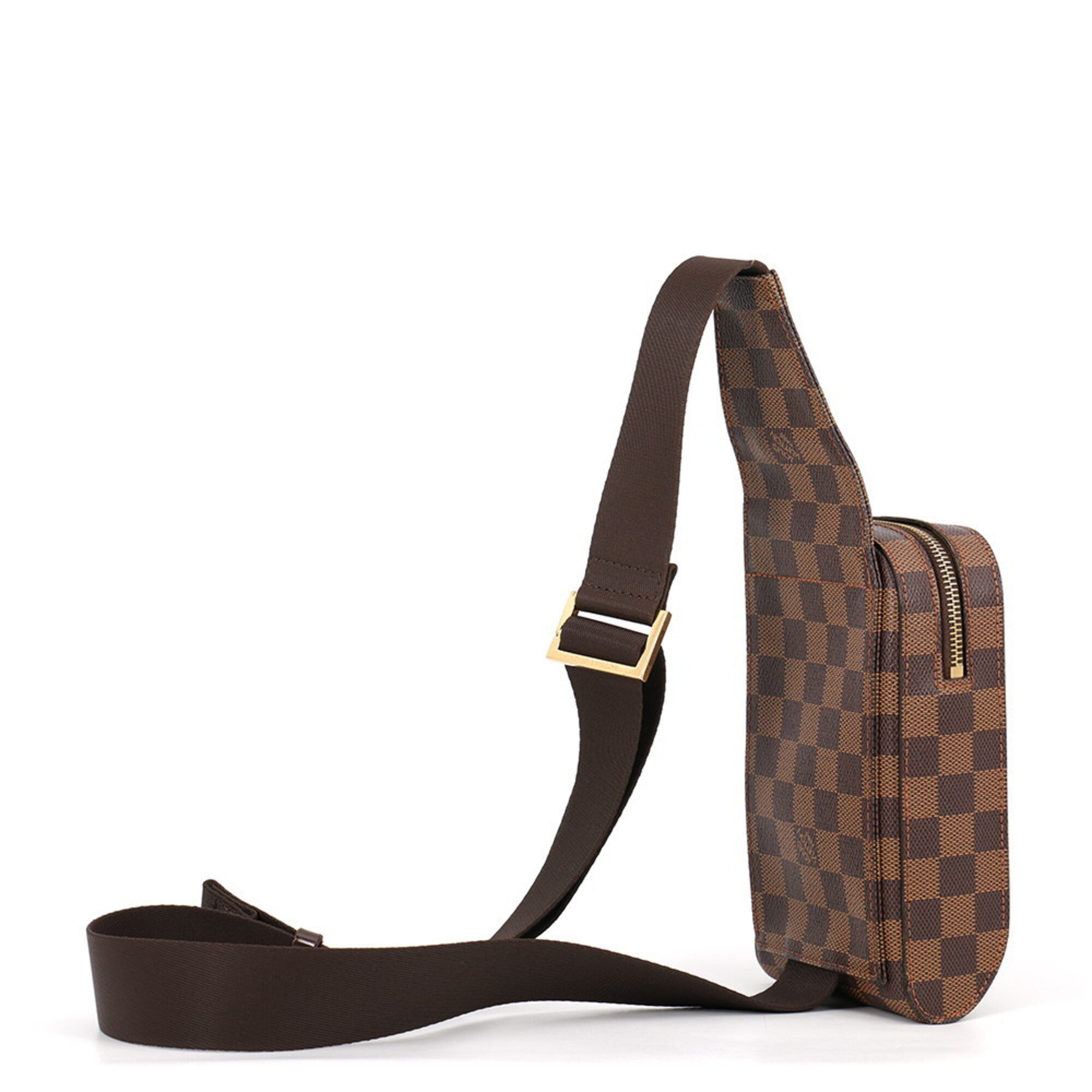Louis Vuitton Brown Damier Canvas Ebene Exotic Leather Handbag Pouch Shoulder Bag Sling Bag (Pre-Owned)