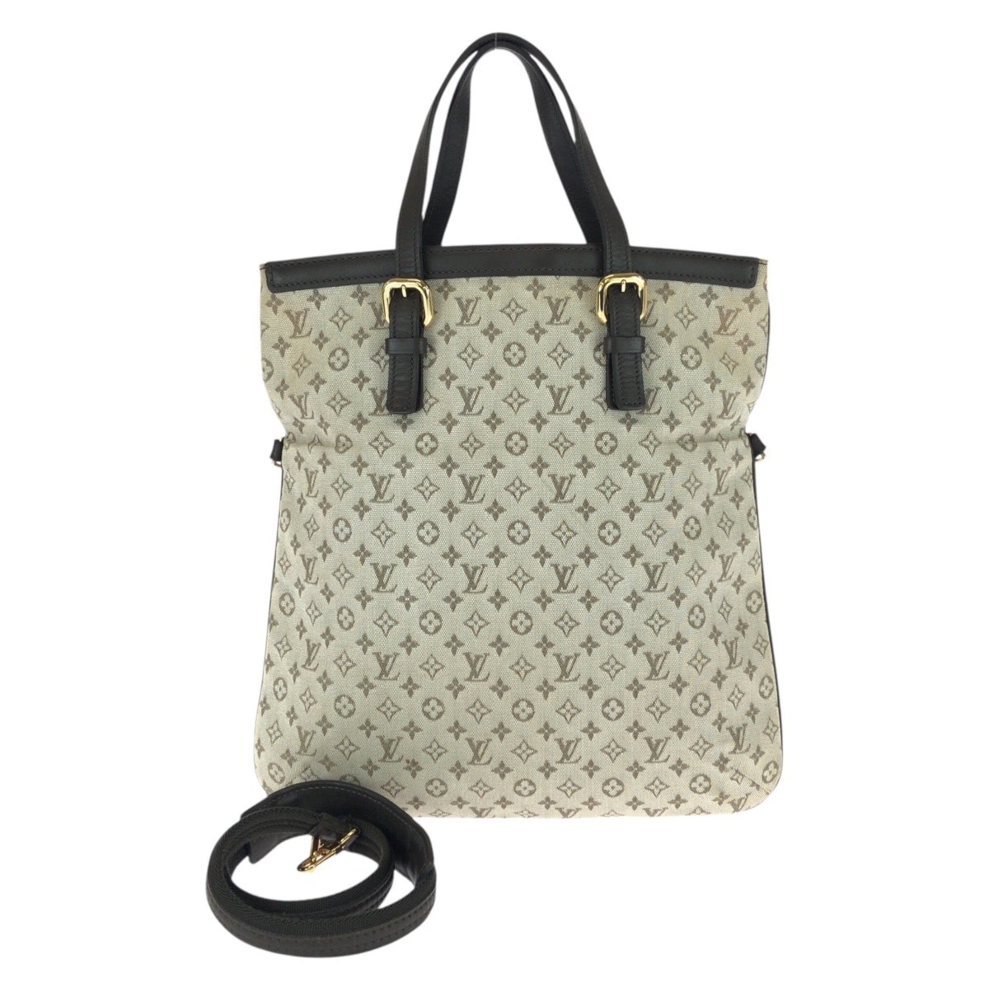 Louis Vuitton Khaki Canvas Leather Shoulder Bag Tote Bag (Pre-Owned)