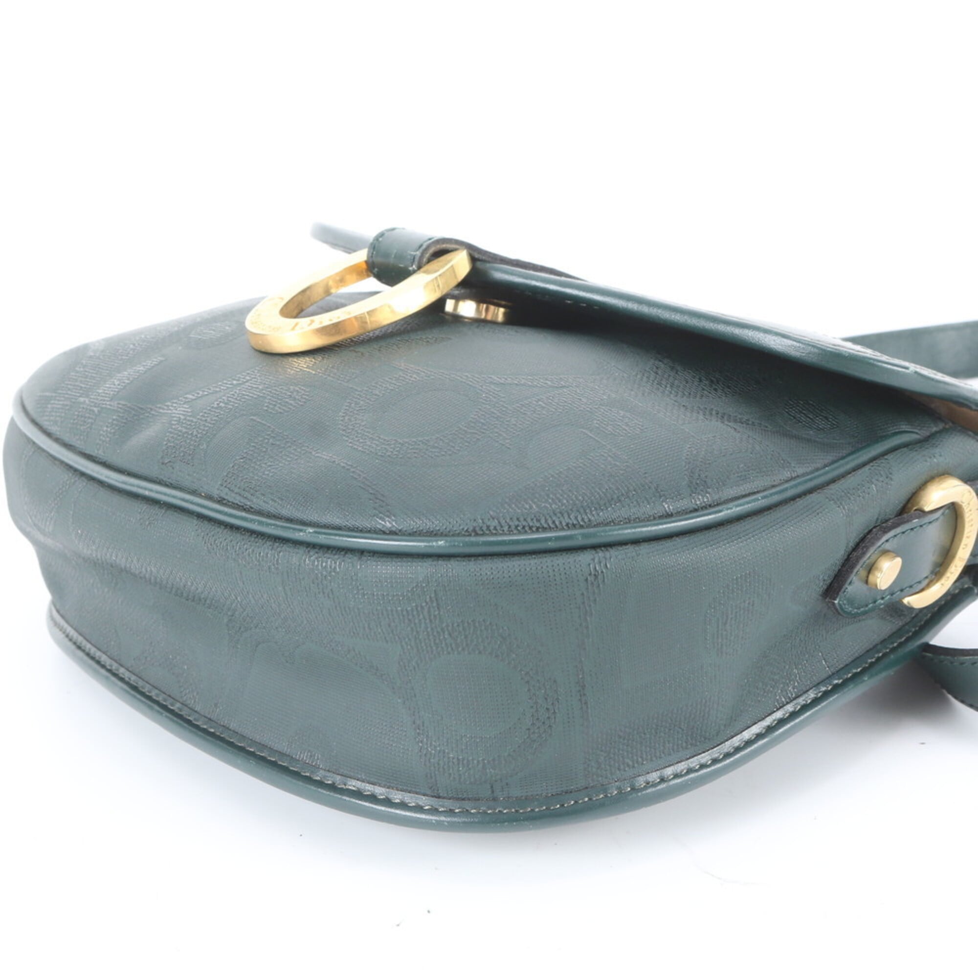 Christian Dior Dark Green Leather Crossbody Bag Shoulder Bag Tote Bag (Pre-Owned)