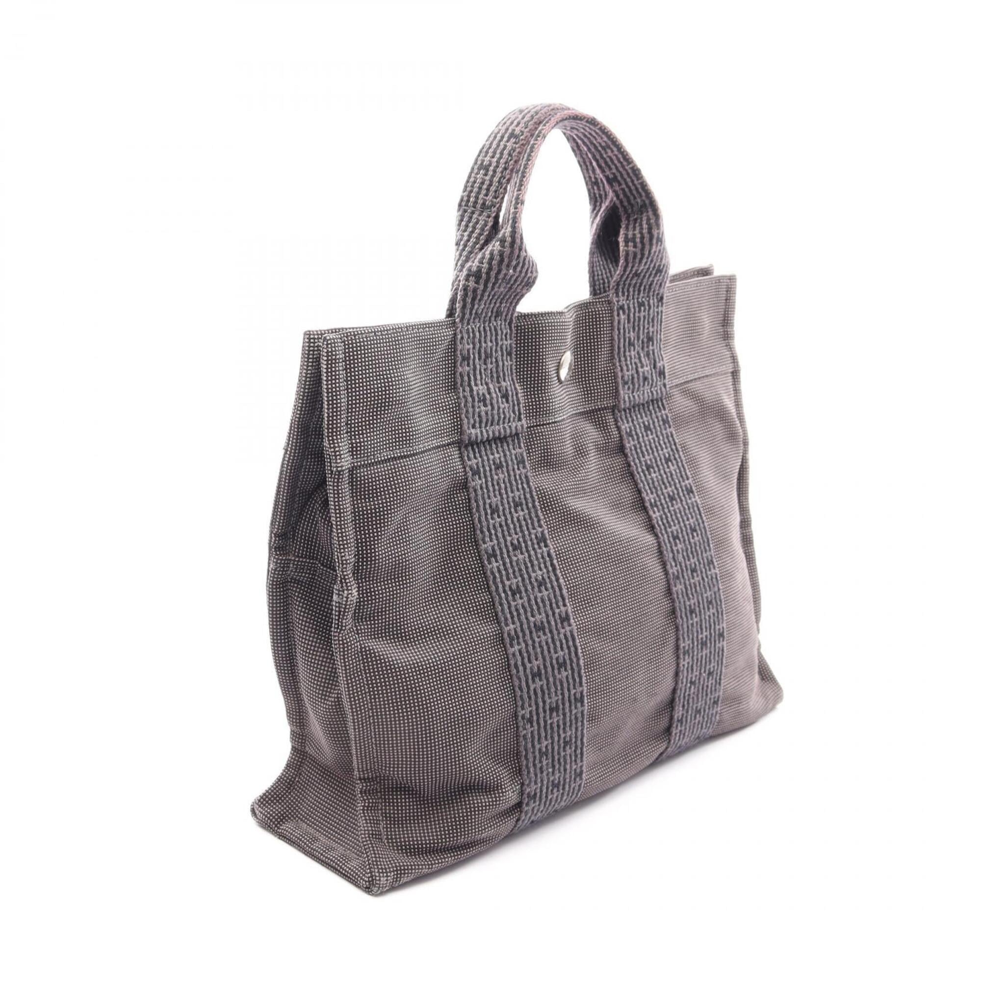Hermes Gray Nylon Canvas Handbag Tote Bag (Pre-Owned)