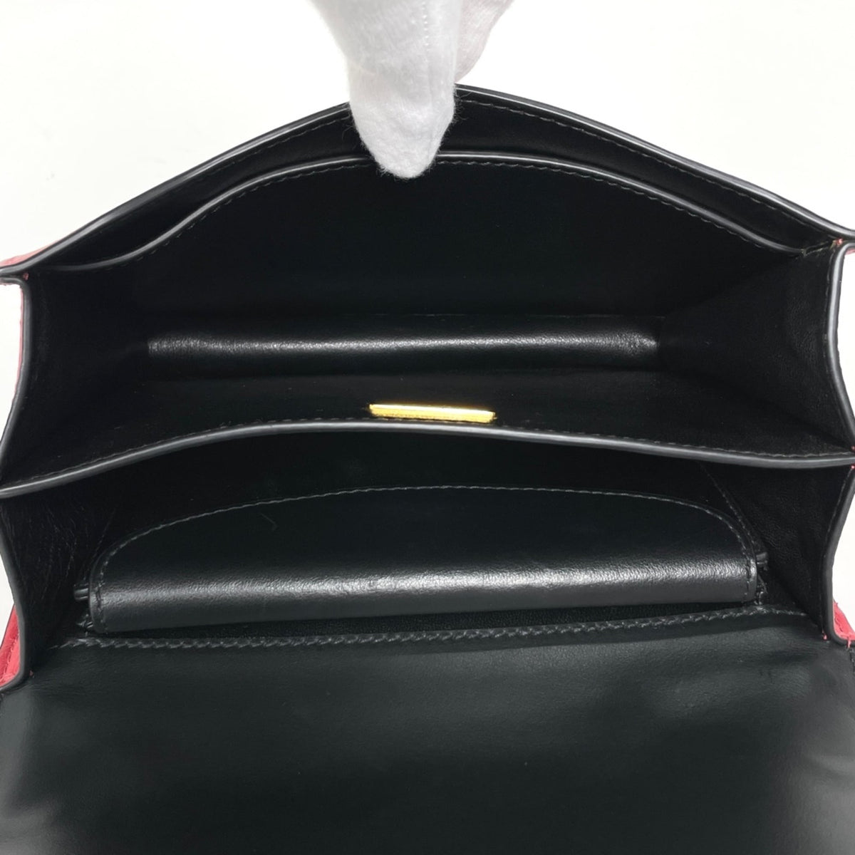 Prada Black Red Color Leather Shoulder Bag (Pre-Owned)