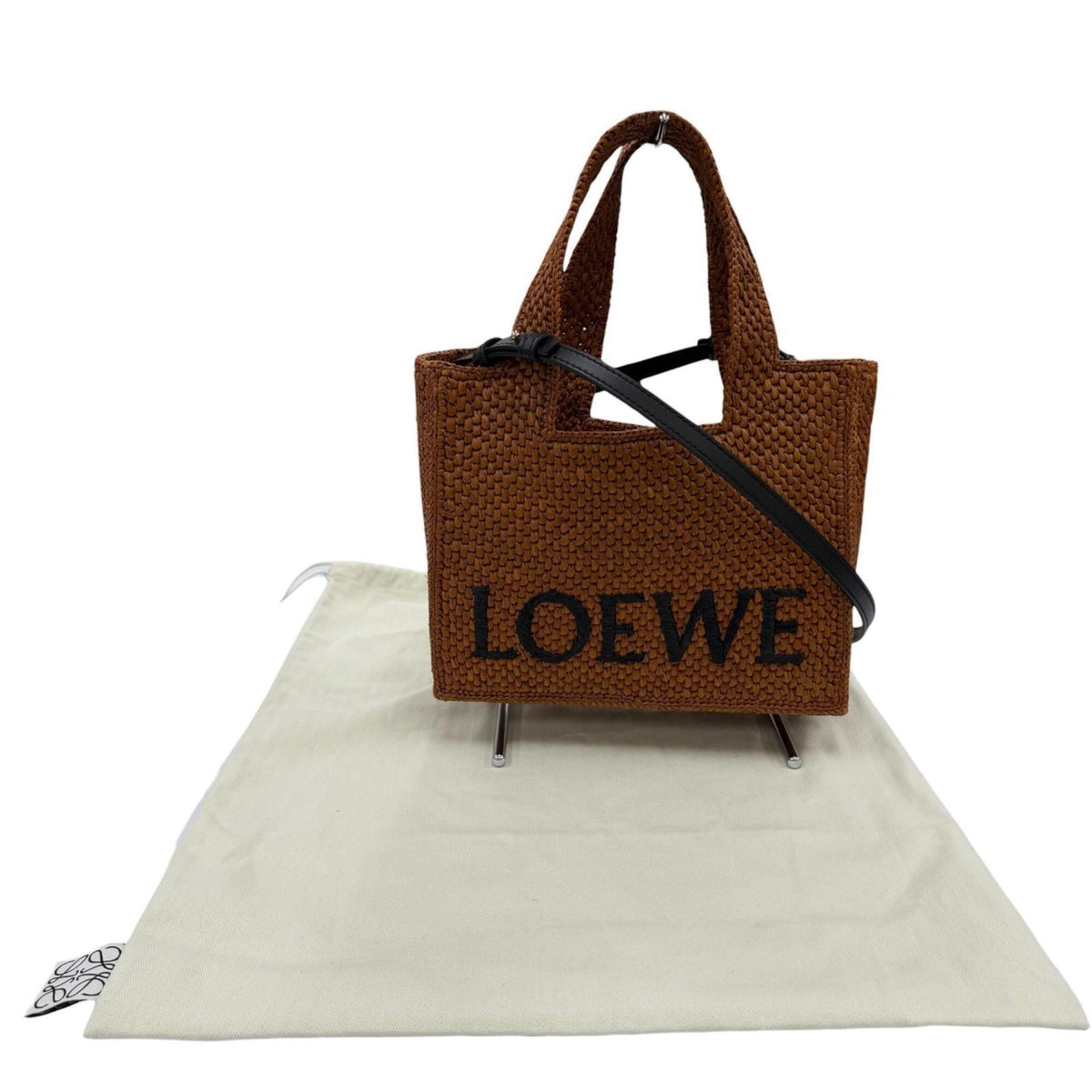 Loewe Gold Raffia Leather Handbag Shoulder Bag (Pre-Owned)