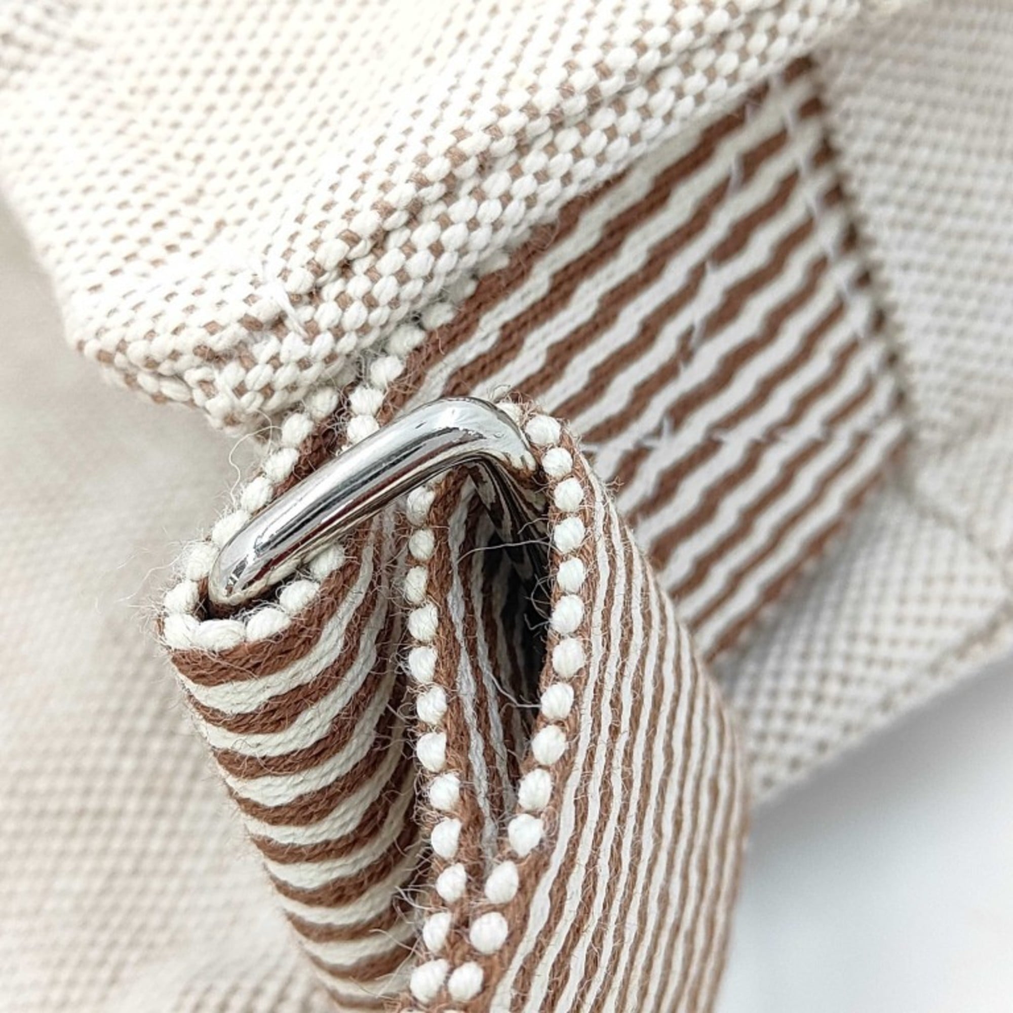 Hermes Brown Canvas Handbag Shoulder Bag Tote Bag (Pre-Owned)