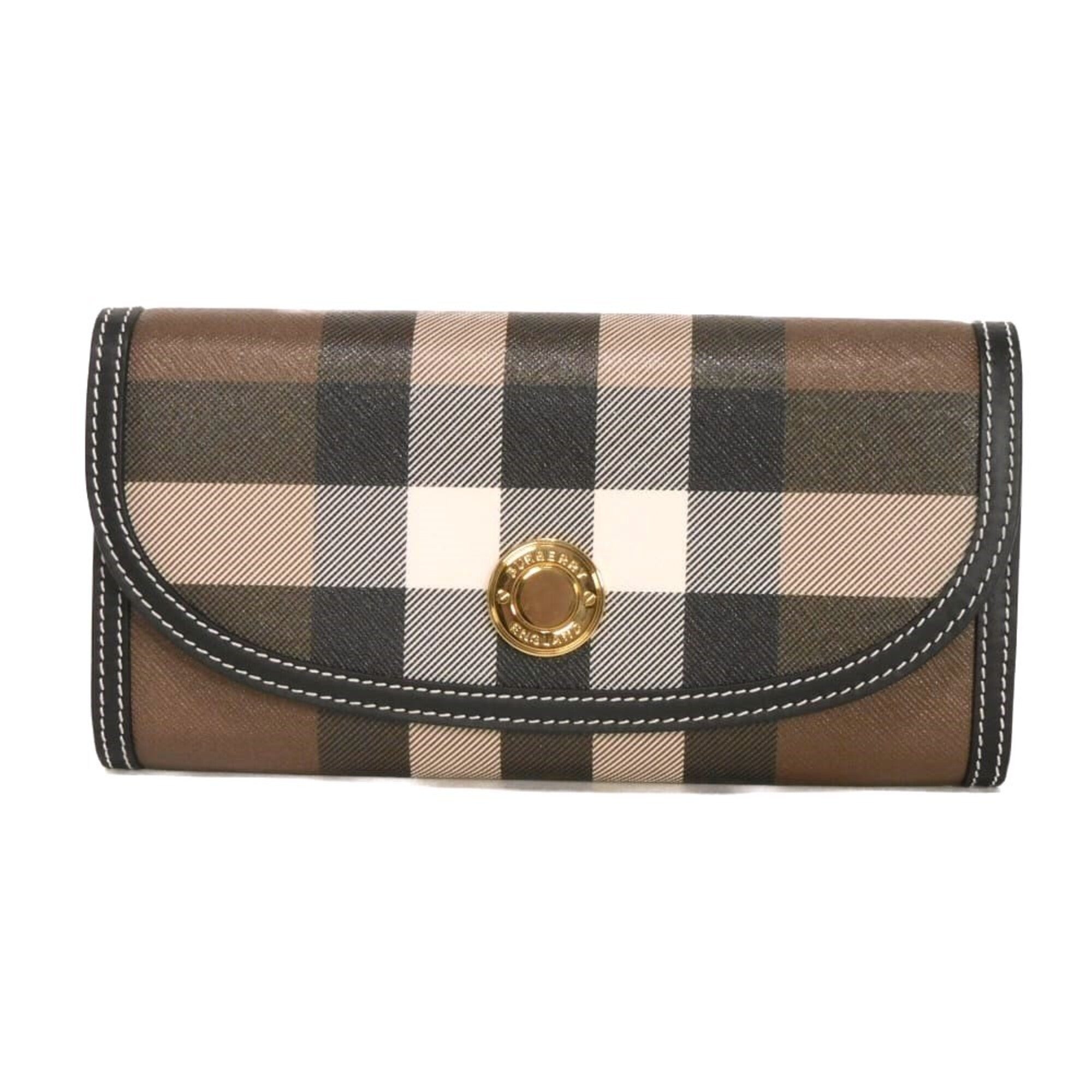 Burberry Brown Pvc Leather Long Wallet (Bi-Fold) (Pre-Owned)