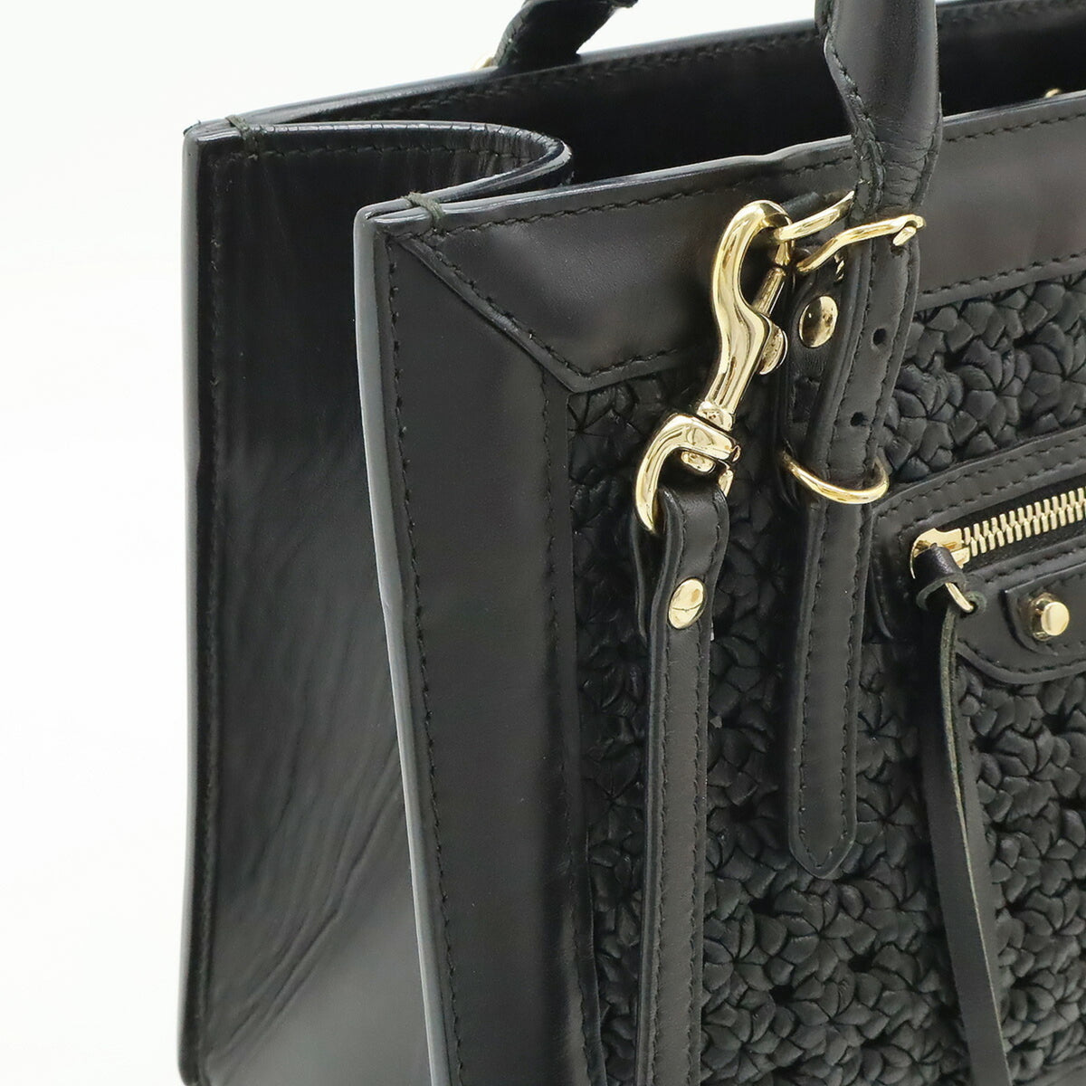 Balenciaga Black Leather Handbag Shoulder Bag (Pre-Owned)