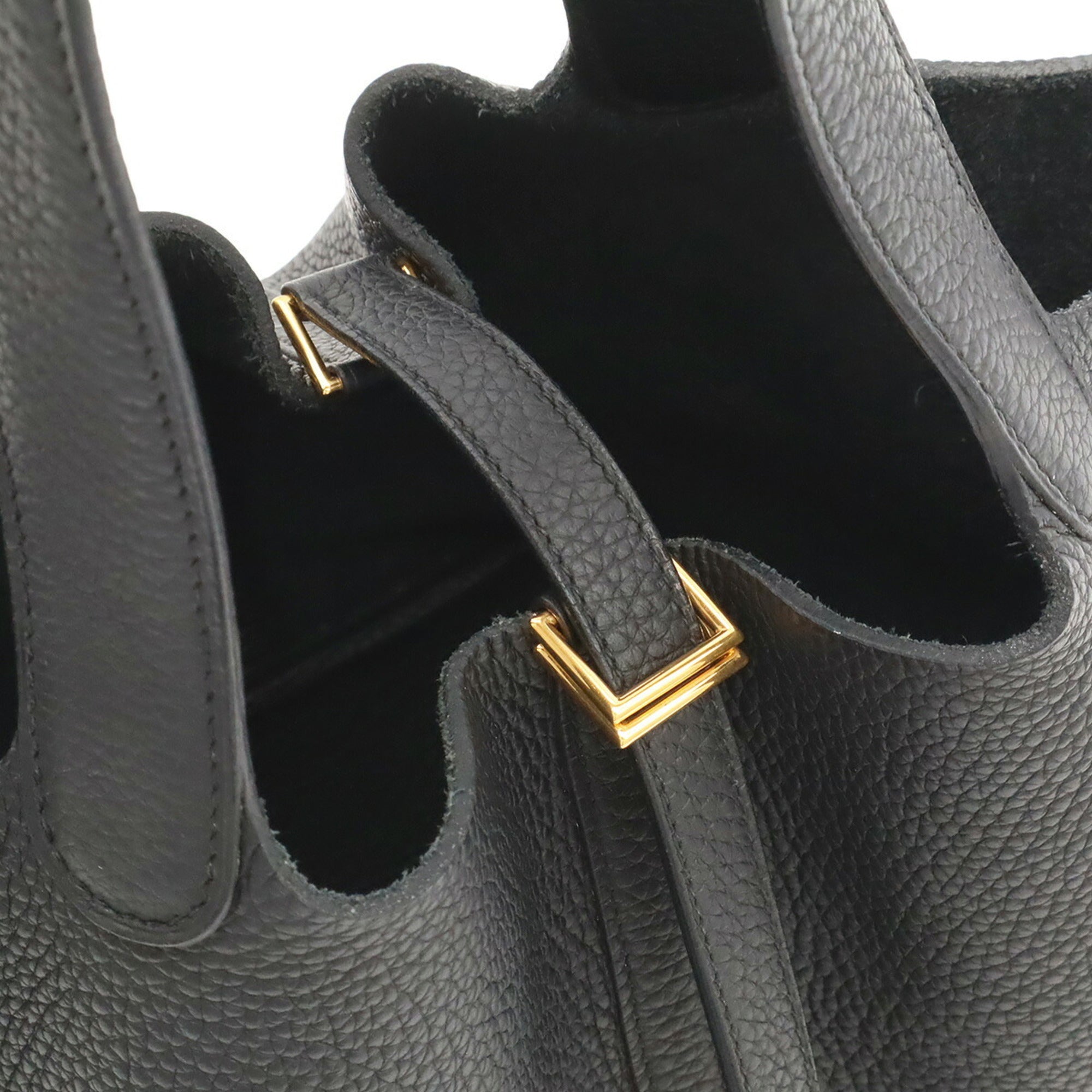Hermes Black Taurillon Clemence Leather Handbag Tote Bag (Pre-Owned)