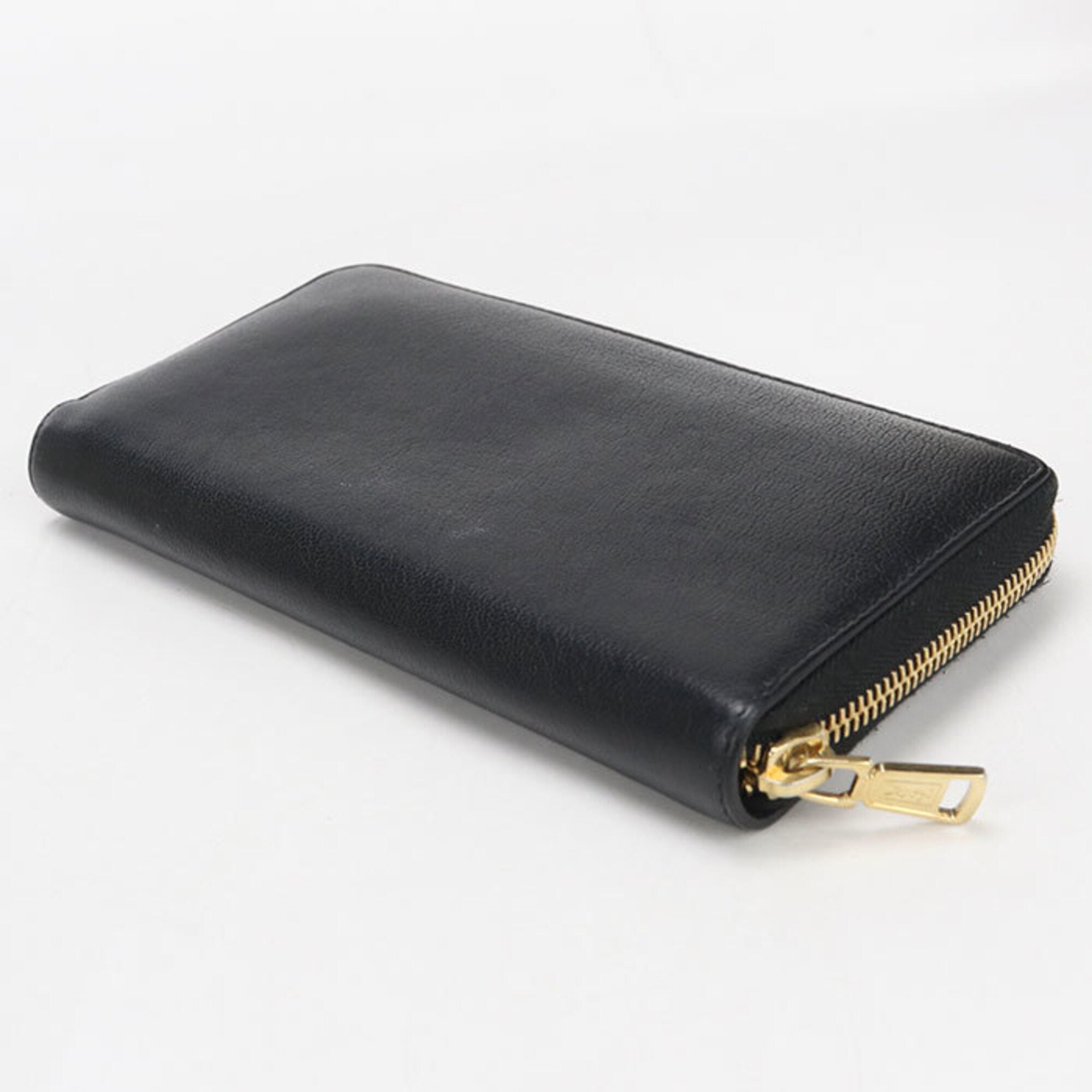 Saint Laurent Black Leather Long Wallet (Bi-Fold) (Pre-Owned)