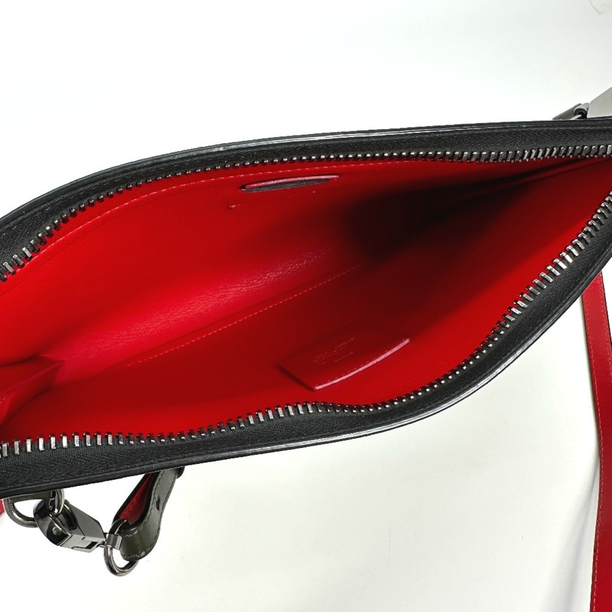 Christian Louboutin Khaki Leather Clutch Bag Shoulder Bag (Pre-Owned)