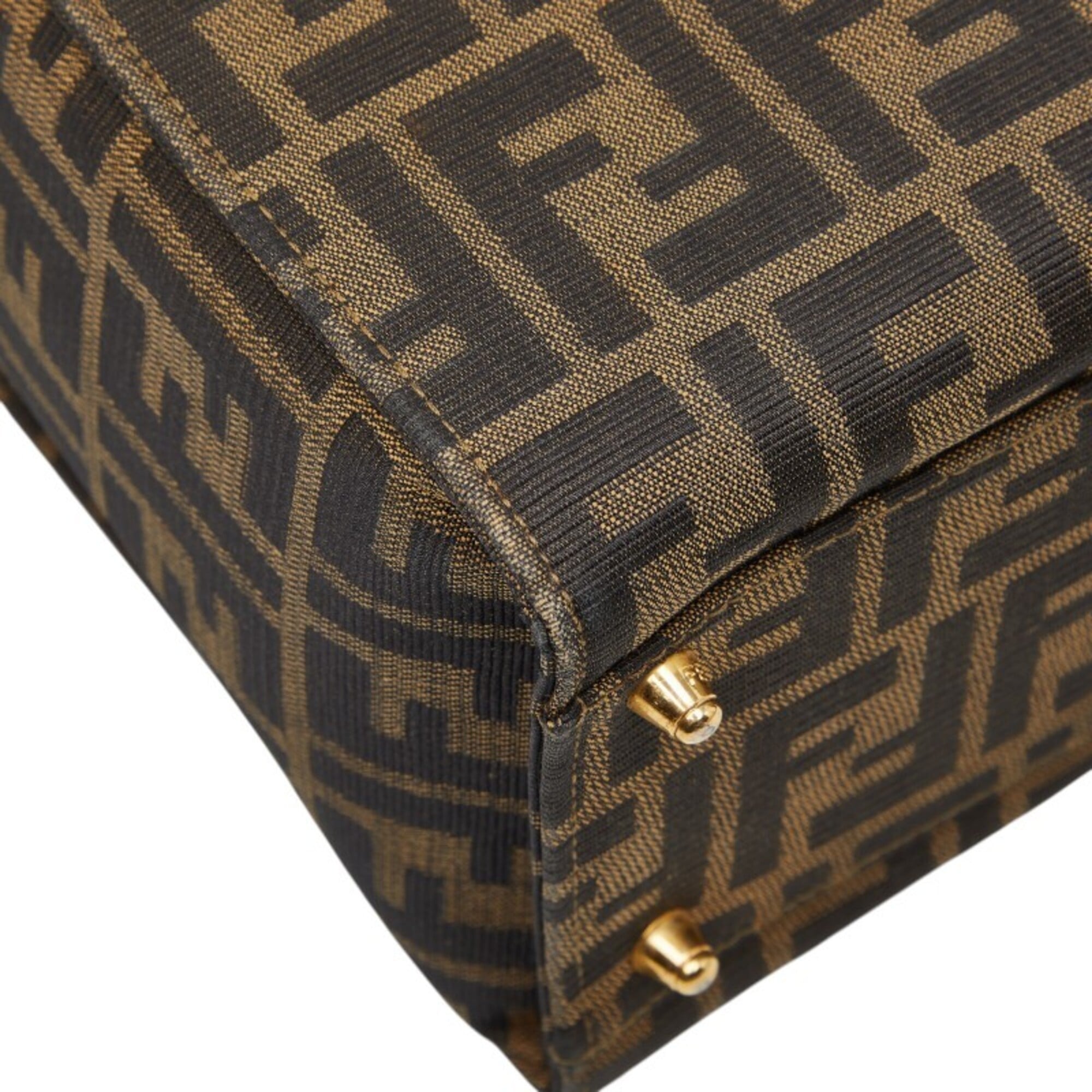 Fendi Brown Canvas Leather Handbag Shoulder Bag (Pre-Owned)