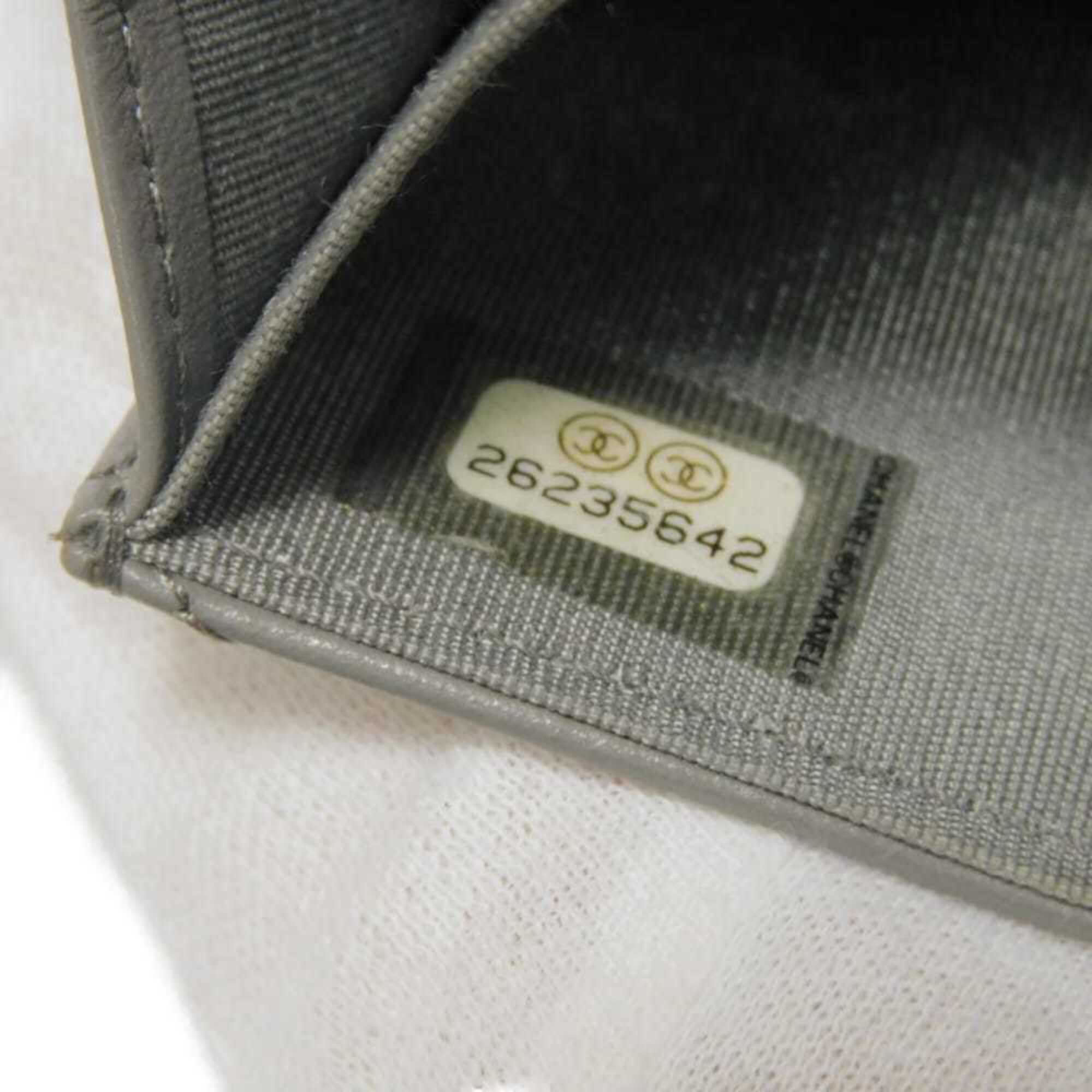Chanel Gray Leather Wallet (Bi-Fold) (Pre-Owned)