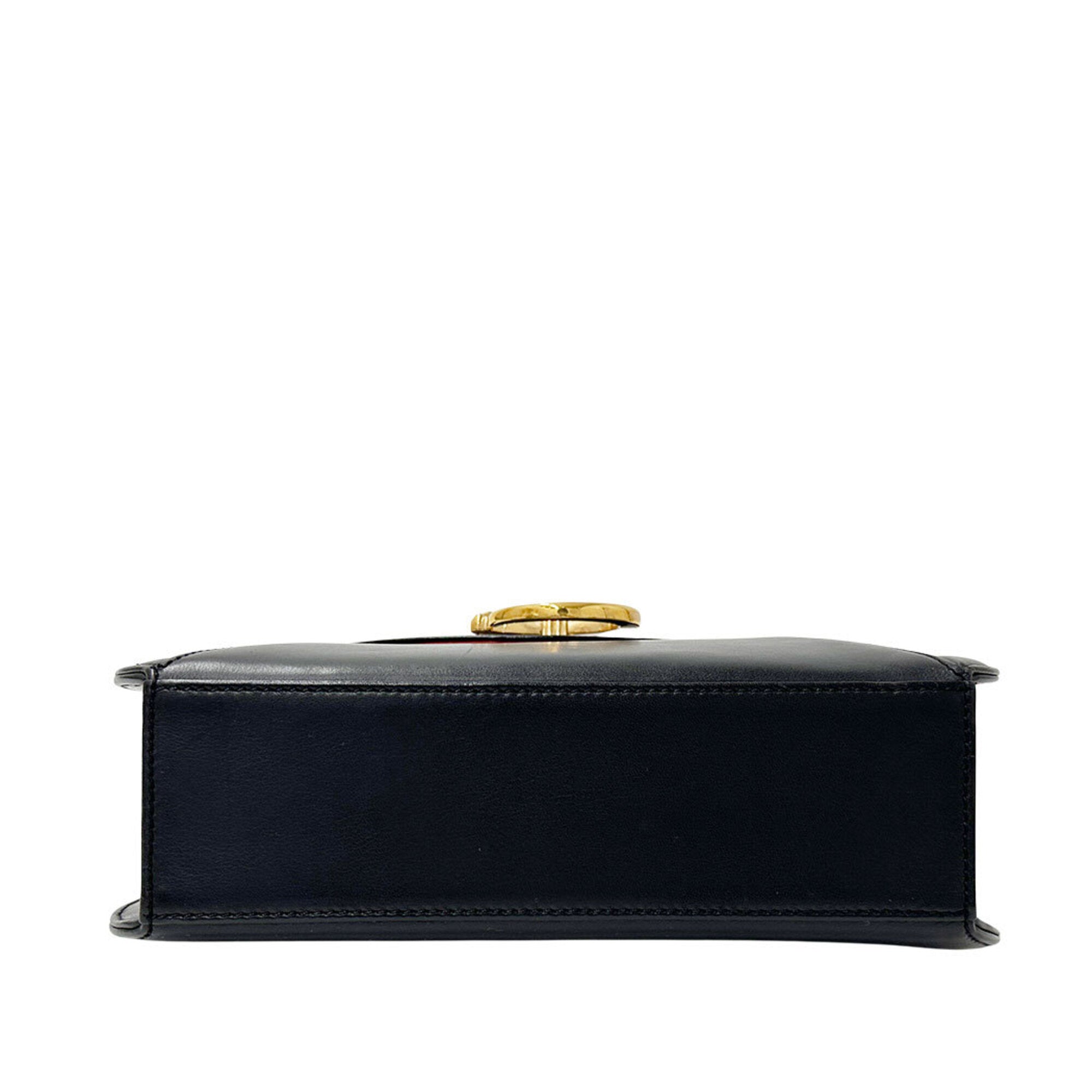 Cartier Panthère Black Leather Handbag Shoulder Bag (Pre-Owned)
