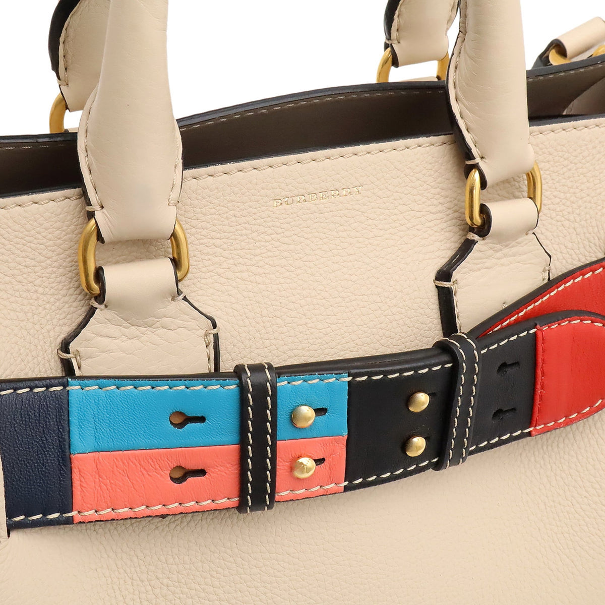 Burberry Beige Brown Multi-Color Leather Handbag Shoulder Bag (Pre-Owned)