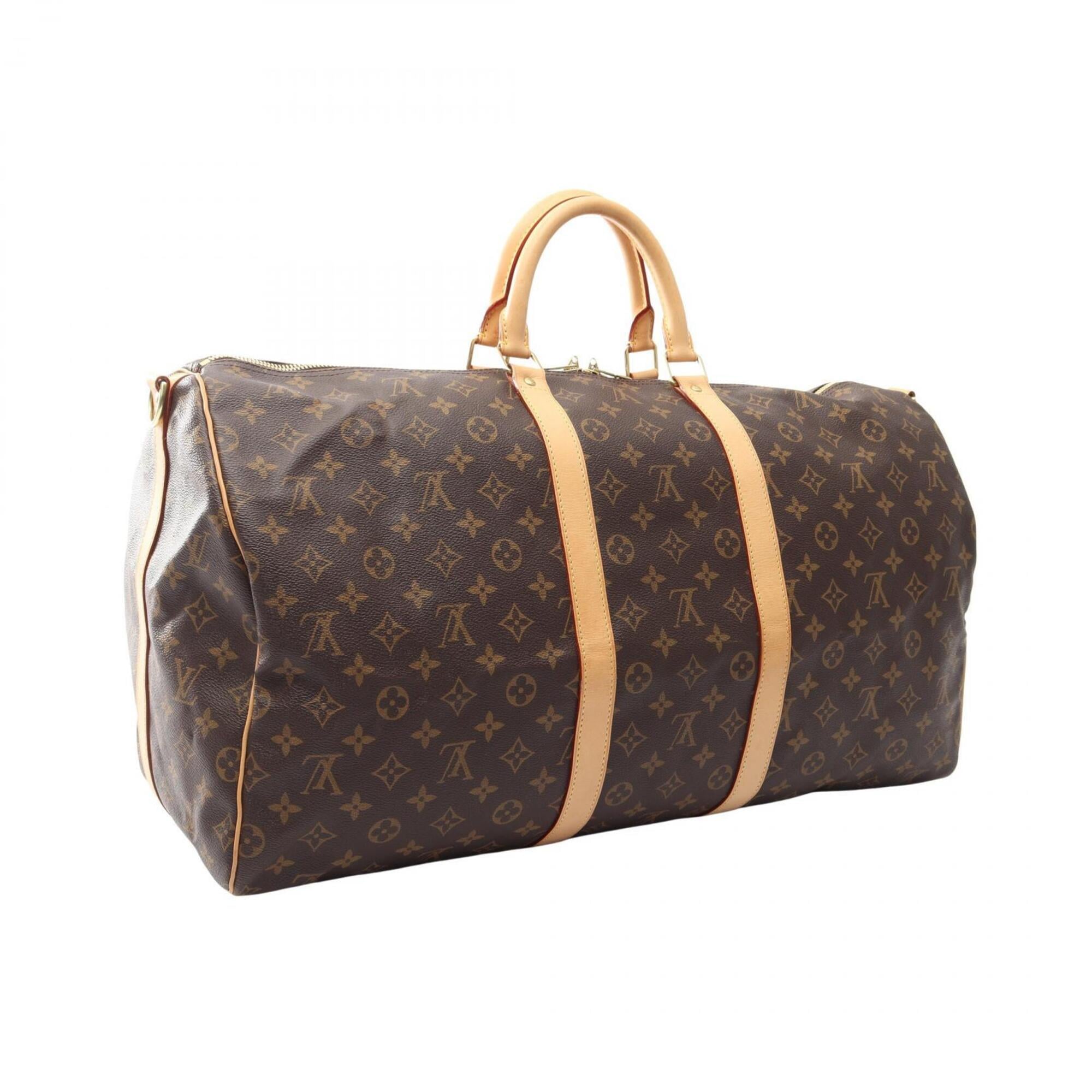Louis Vuitton Brown Monogram Coated Canvas Leather Boston Bag Handbag (Pre-Owned)