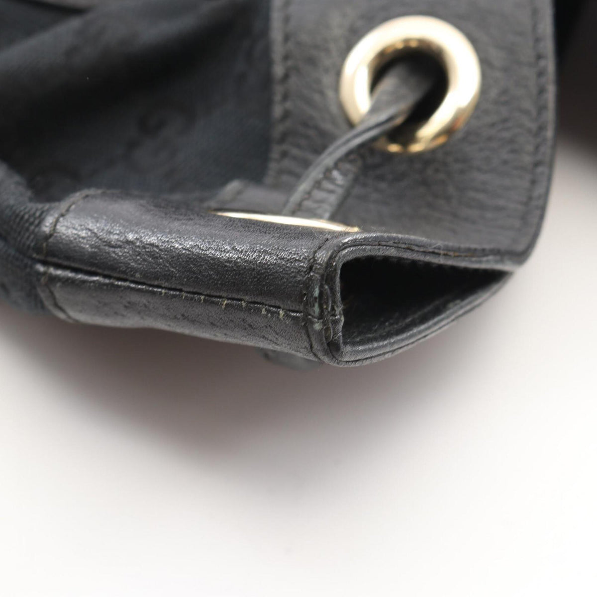 Gucci Black Canvas Leather Backpack Handbag (Pre-Owned)