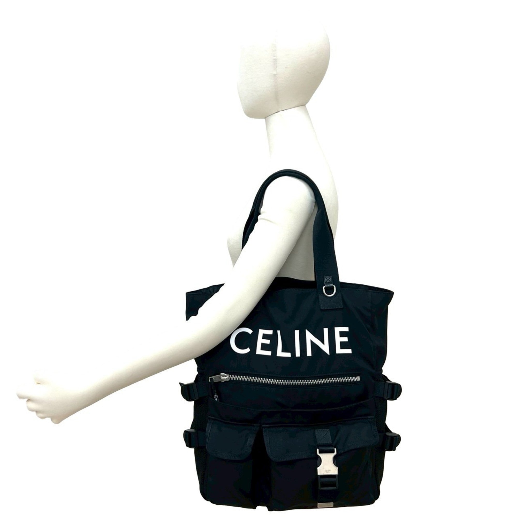 Celine Black Nylon Handbag Shoulder Bag Tote Bag (Pre-Owned)
