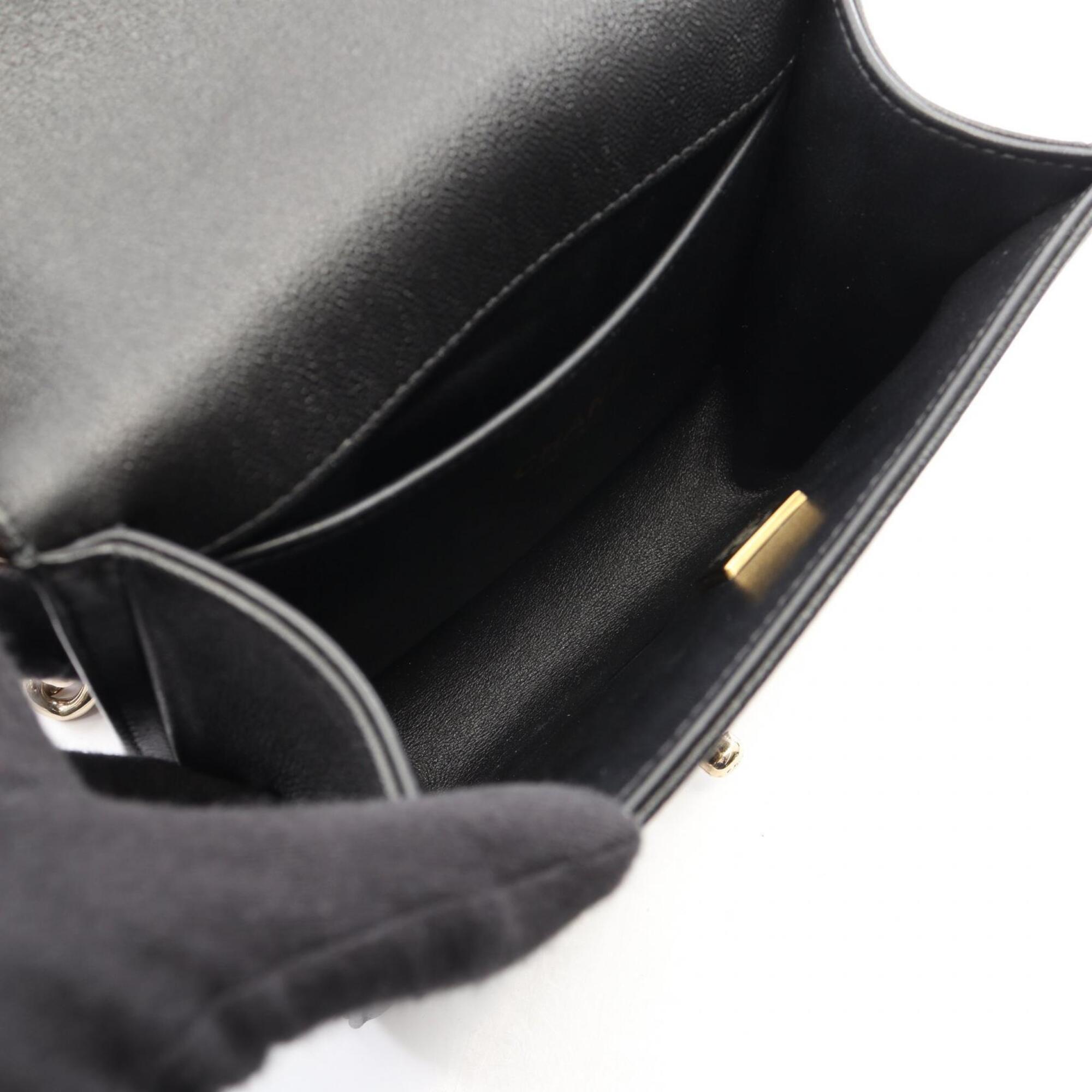 Chanel Black Grained Calfskin Handbag Shoulder Bag (Pre-Owned)
