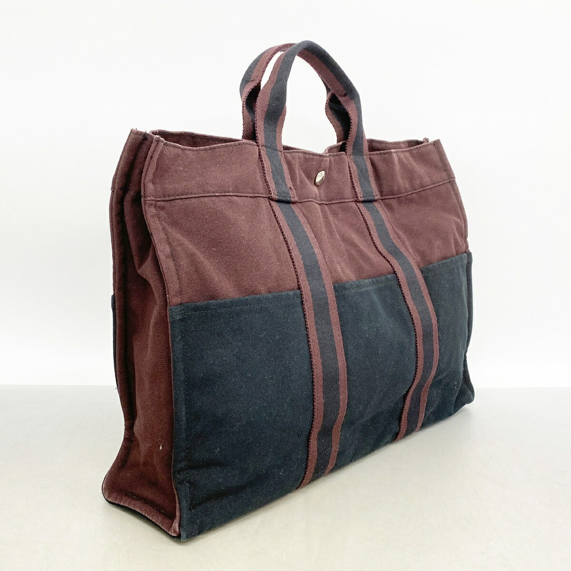 Hermes Black Bordeaux Canvas Tote Bag (Pre-Owned)