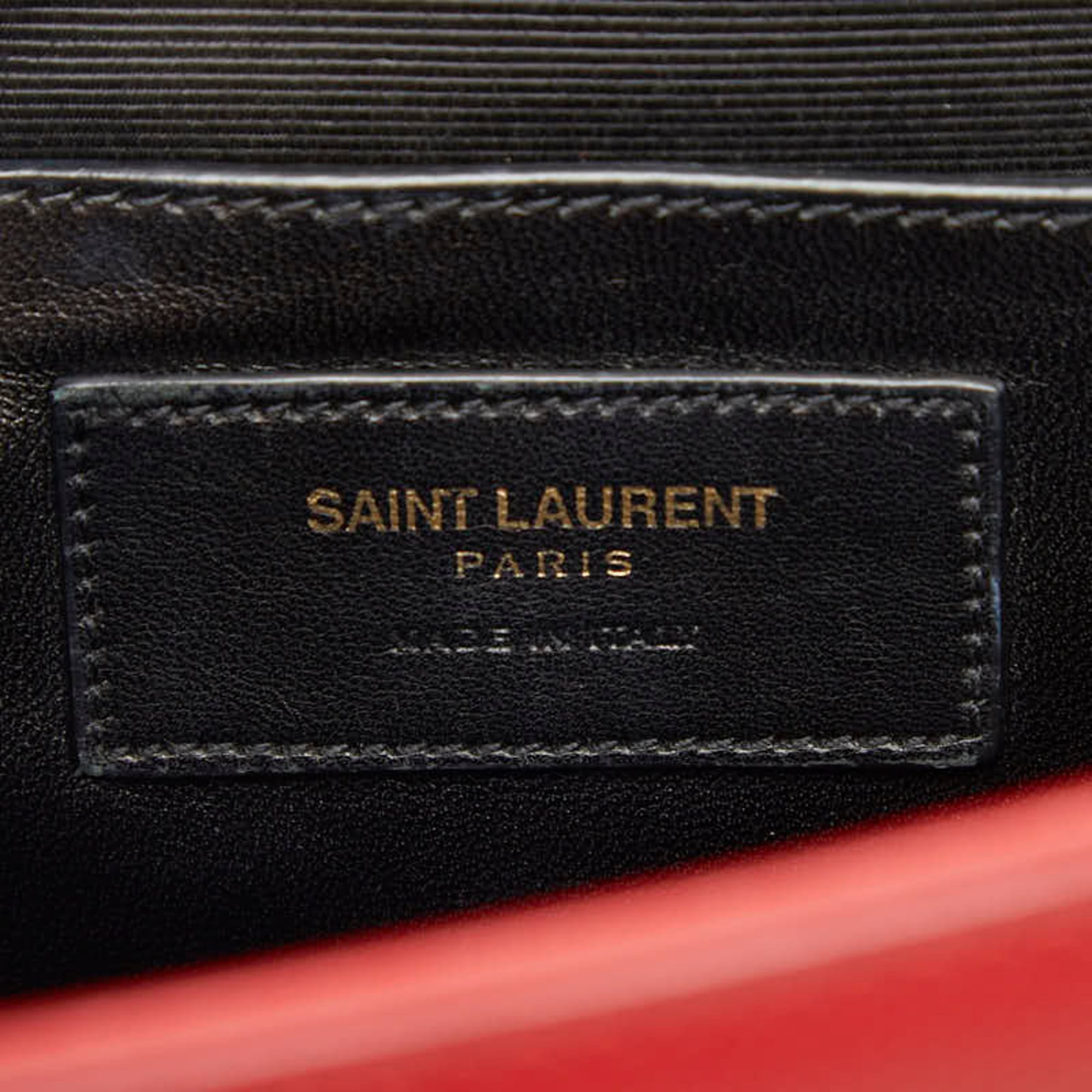 Saint Laurent Gold Red Color Leather Shoulder Bag (Pre-Owned)