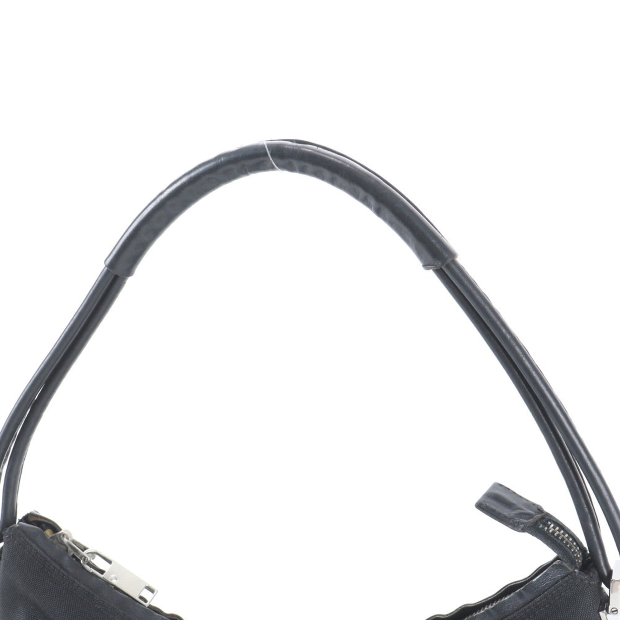 Gucci Black Leather Nylon Handbag Shoulder Bag Tote Bag (Pre-Owned)