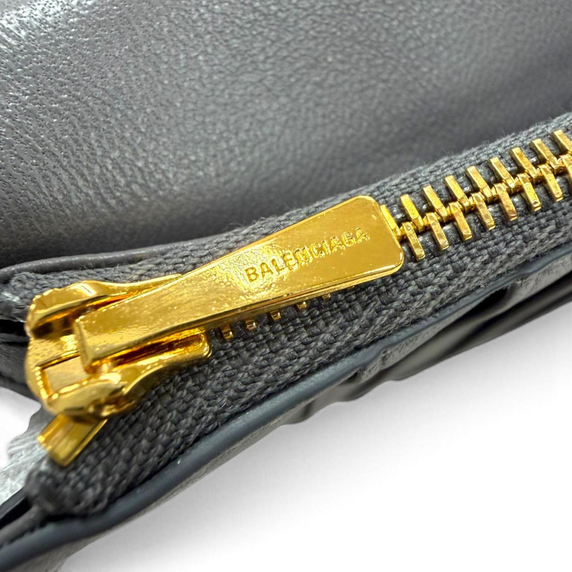 Balenciaga Black Leather Long Wallet (Tri-Fold) (Pre-Owned)