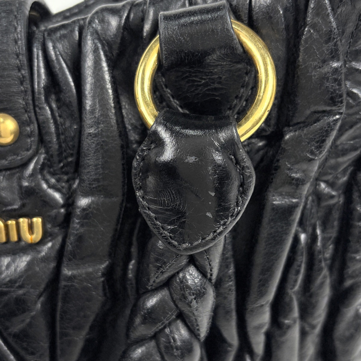 Miu Miu Matelasse Black Leather Handbag (Pre-Owned)